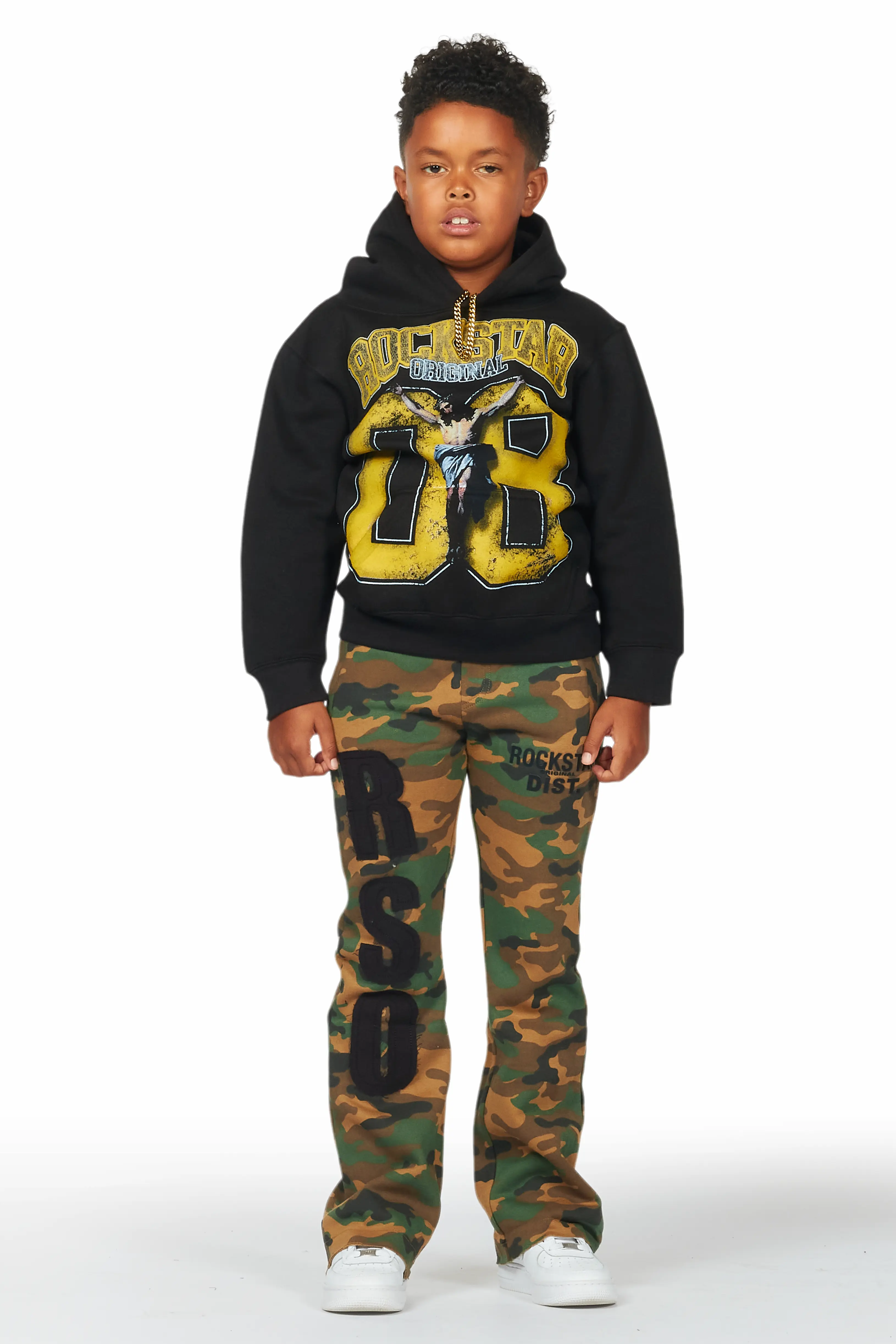 Boys Bansi Faded Camo Stacked Trackpant - Image 3