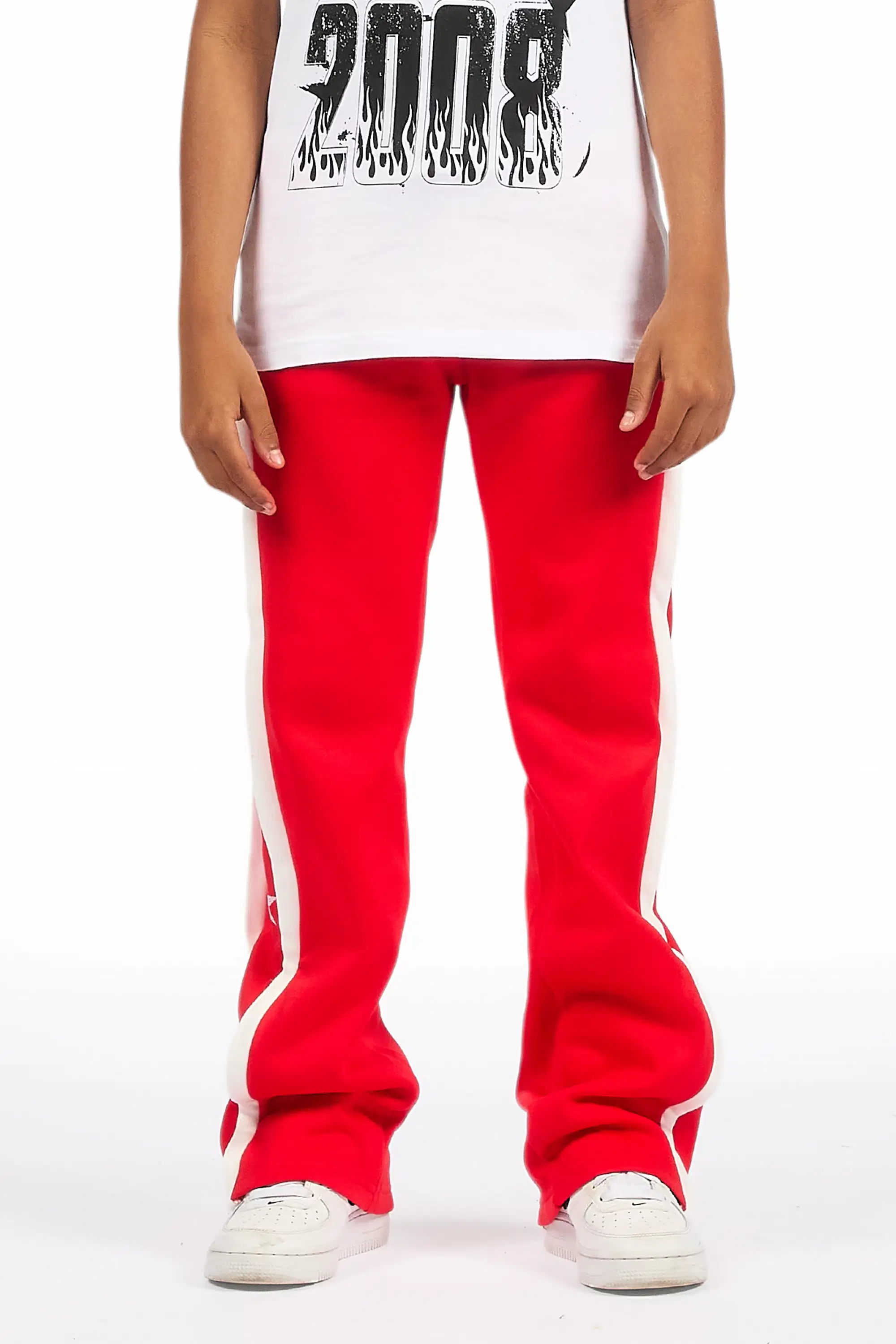 Boys Arkady Red Stacked Flare Track Pant - Image 9