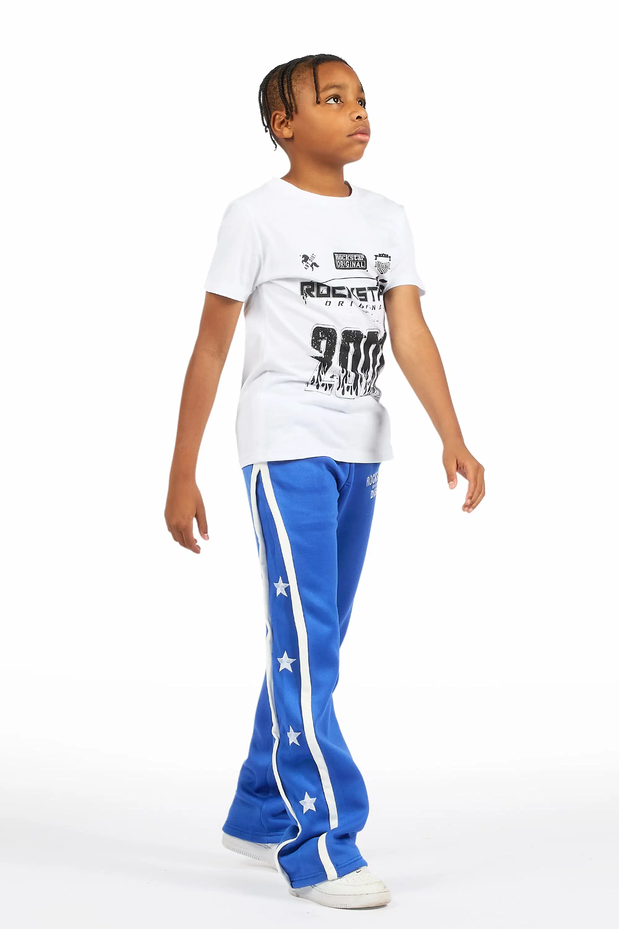 Boys Arkady Royal Stacked Flare Track Pant - Image 4