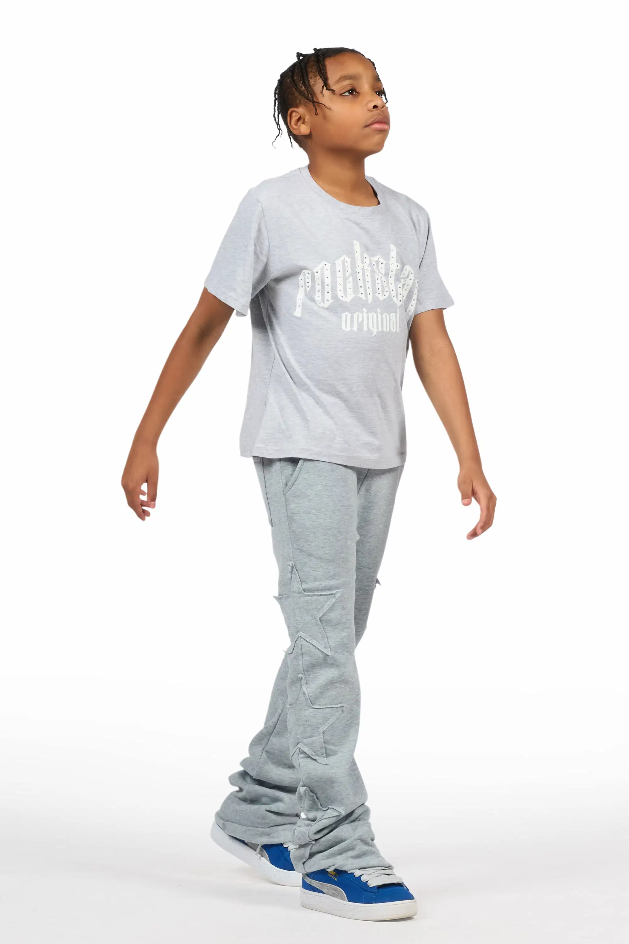 Boys Sinayah Grey Baggy Track Pant - Image 4