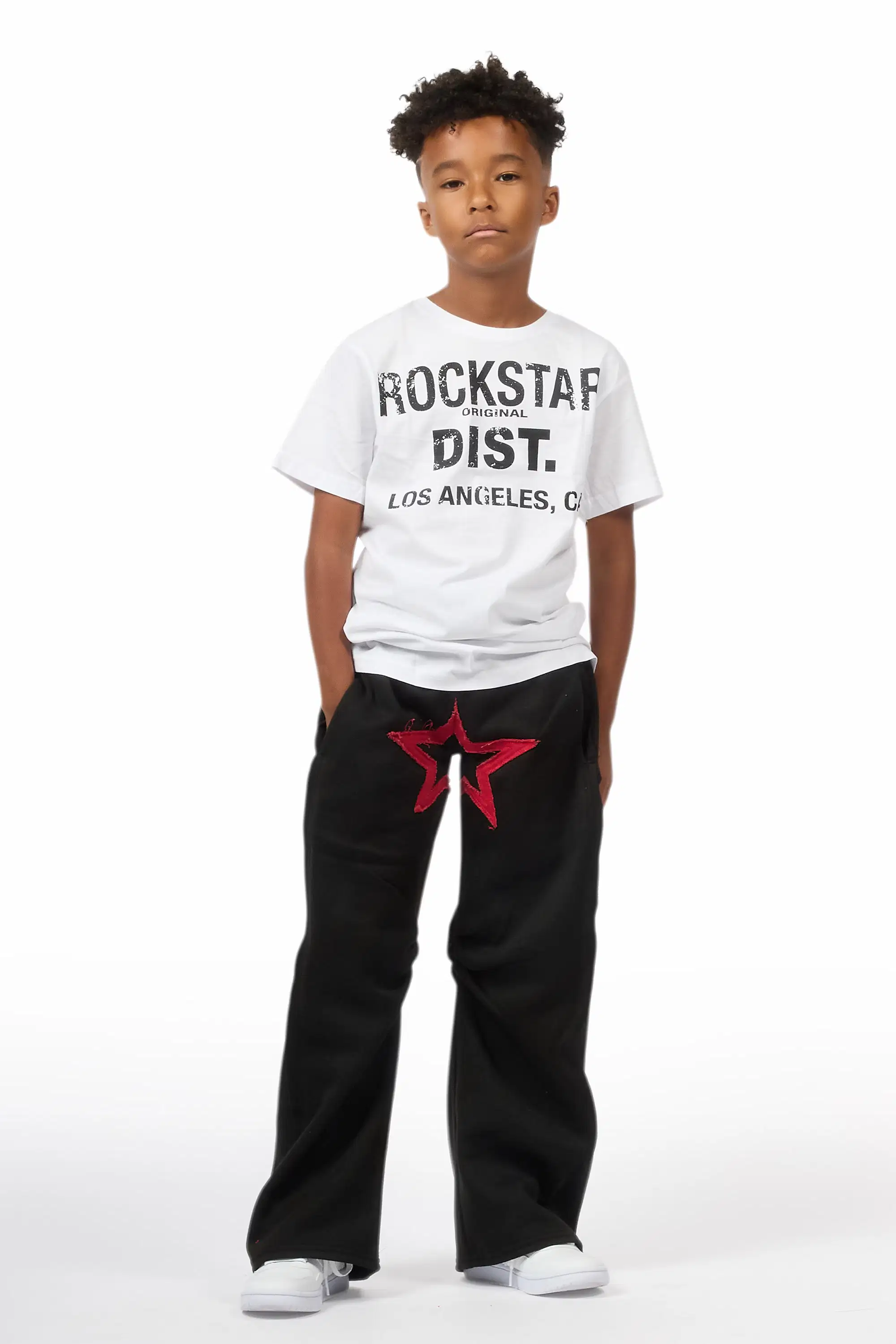 Boys Canaan Black Double Waisted Baggy Track Pant - Image 3