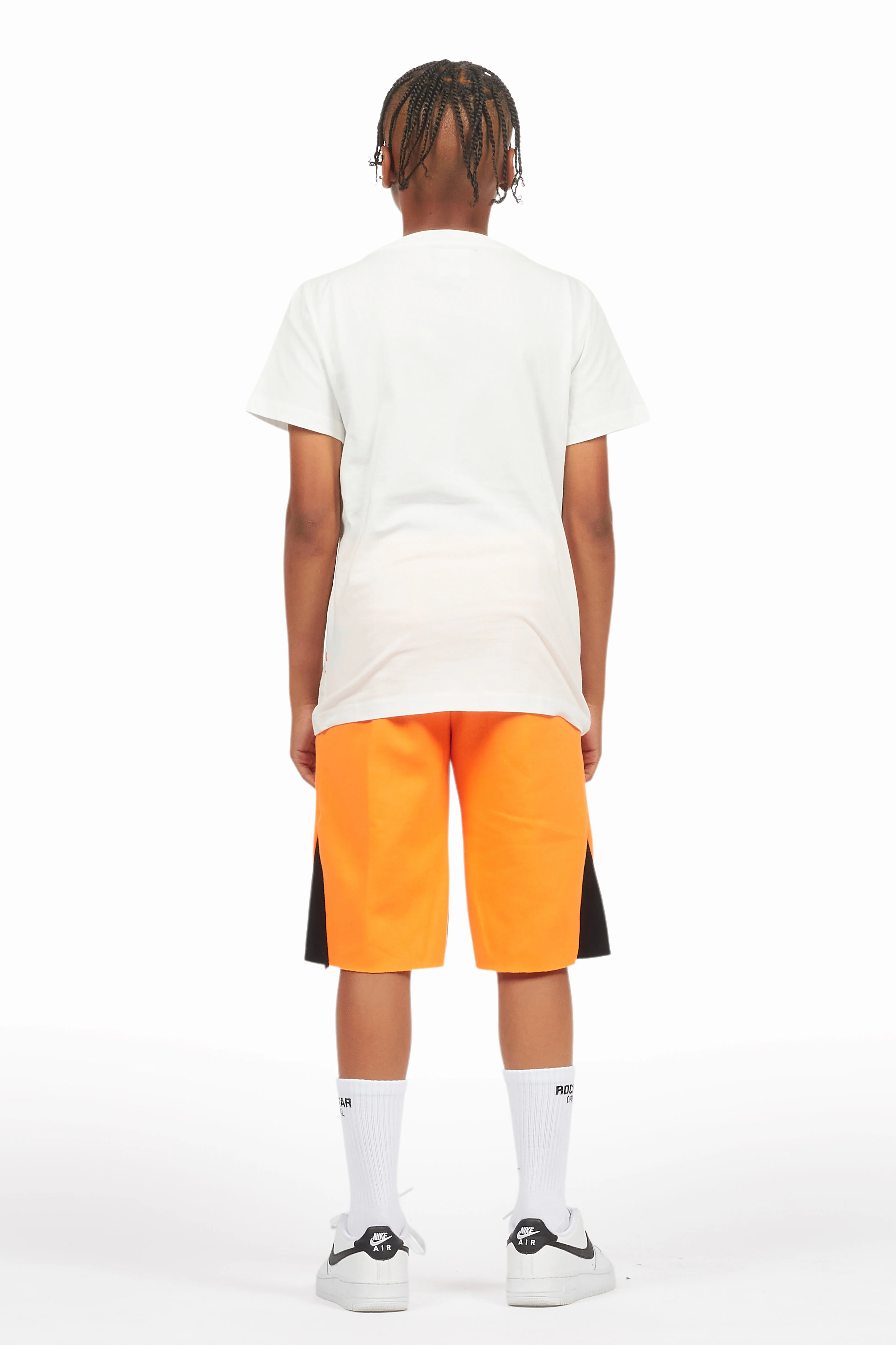 Boys Scottie White/Orange Short Set - Image 4