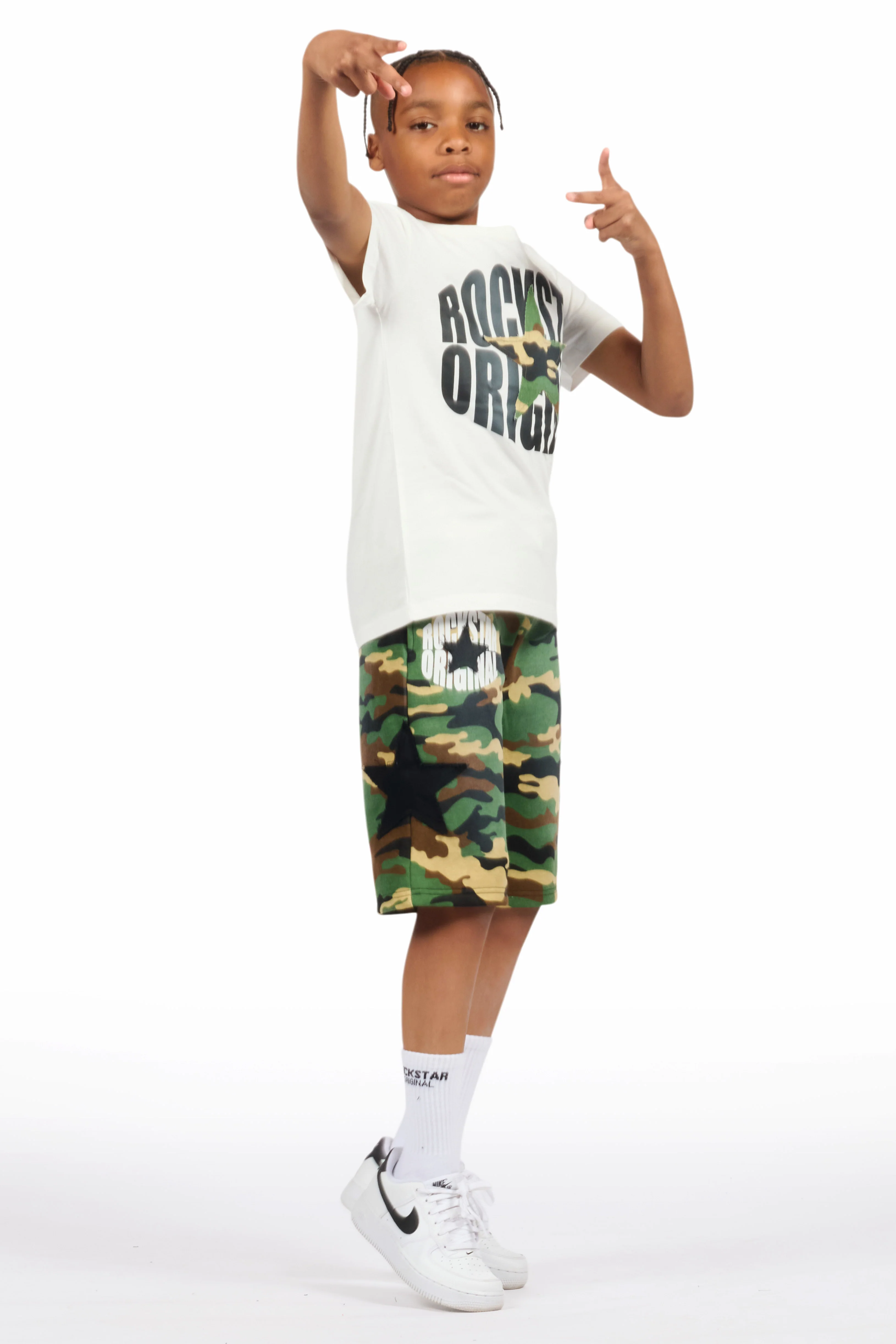 Boys Sarge White/Camo T-Shirt/Short Set - Image 5