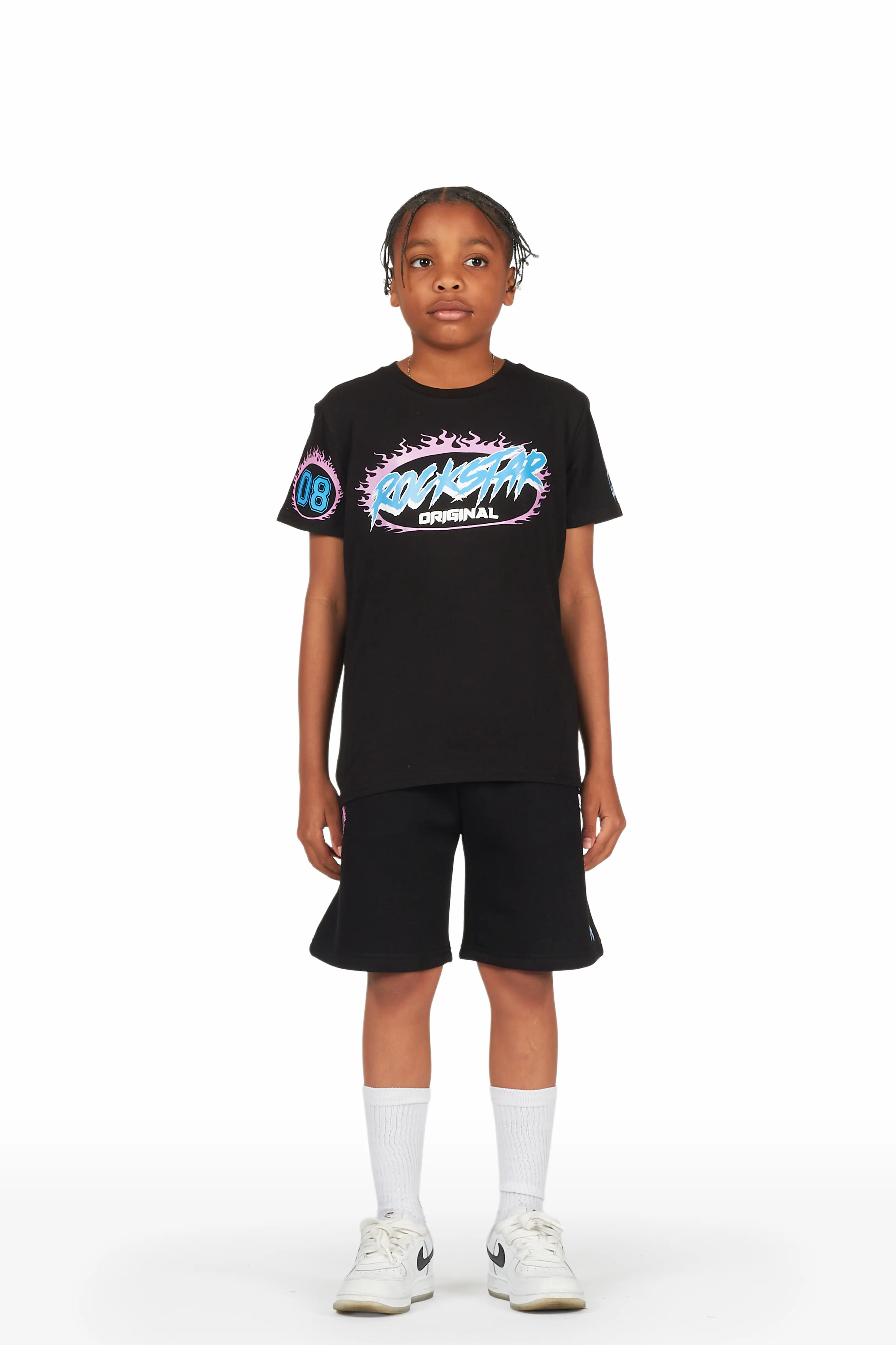 Boys Draven Black T-Shirt Short Set - Image 2