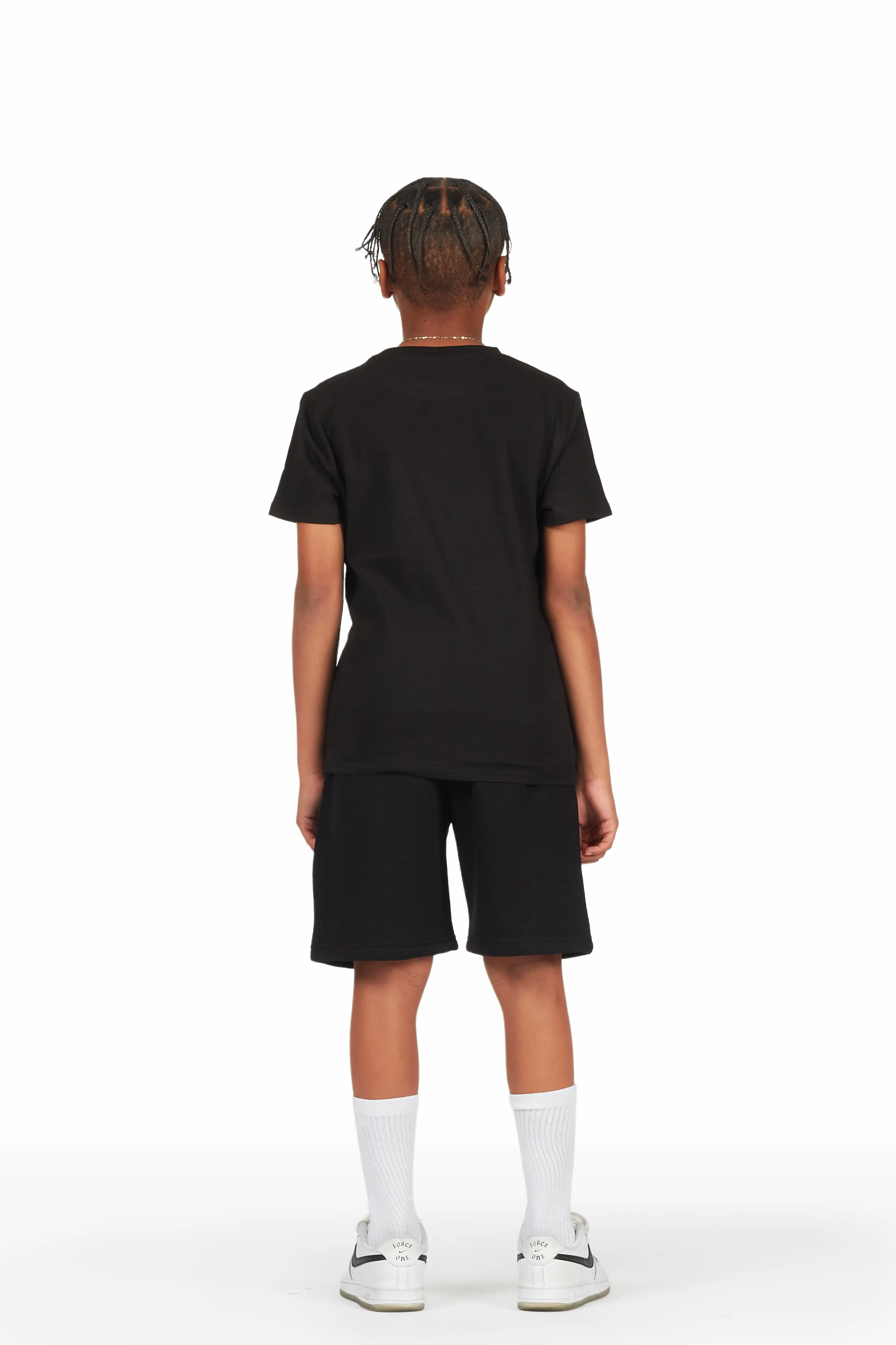 Boys Draven Black T-Shirt Short Set - Image 4