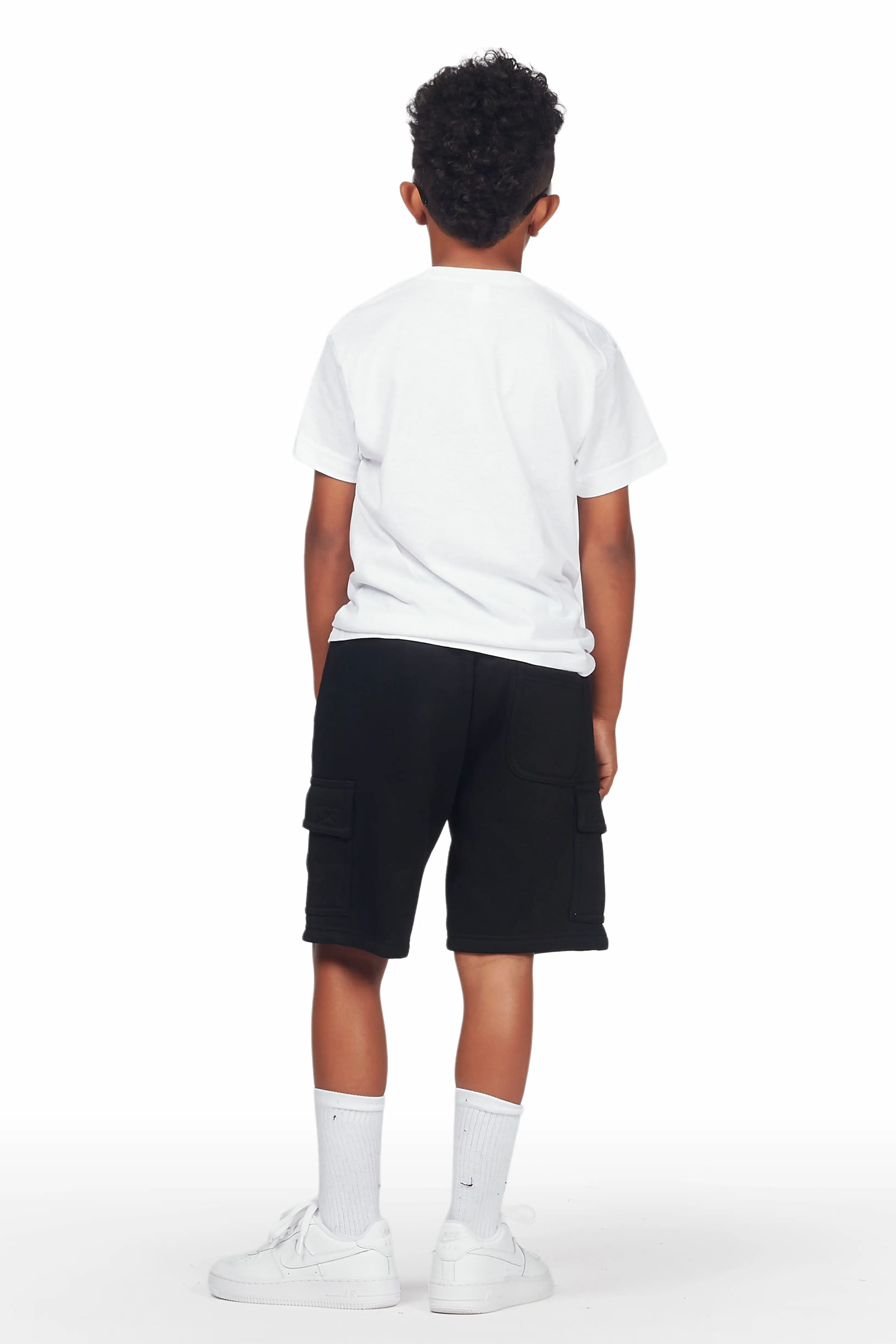 Boys Sana White/Black T-Shirt Cargo Short Set - Image 4