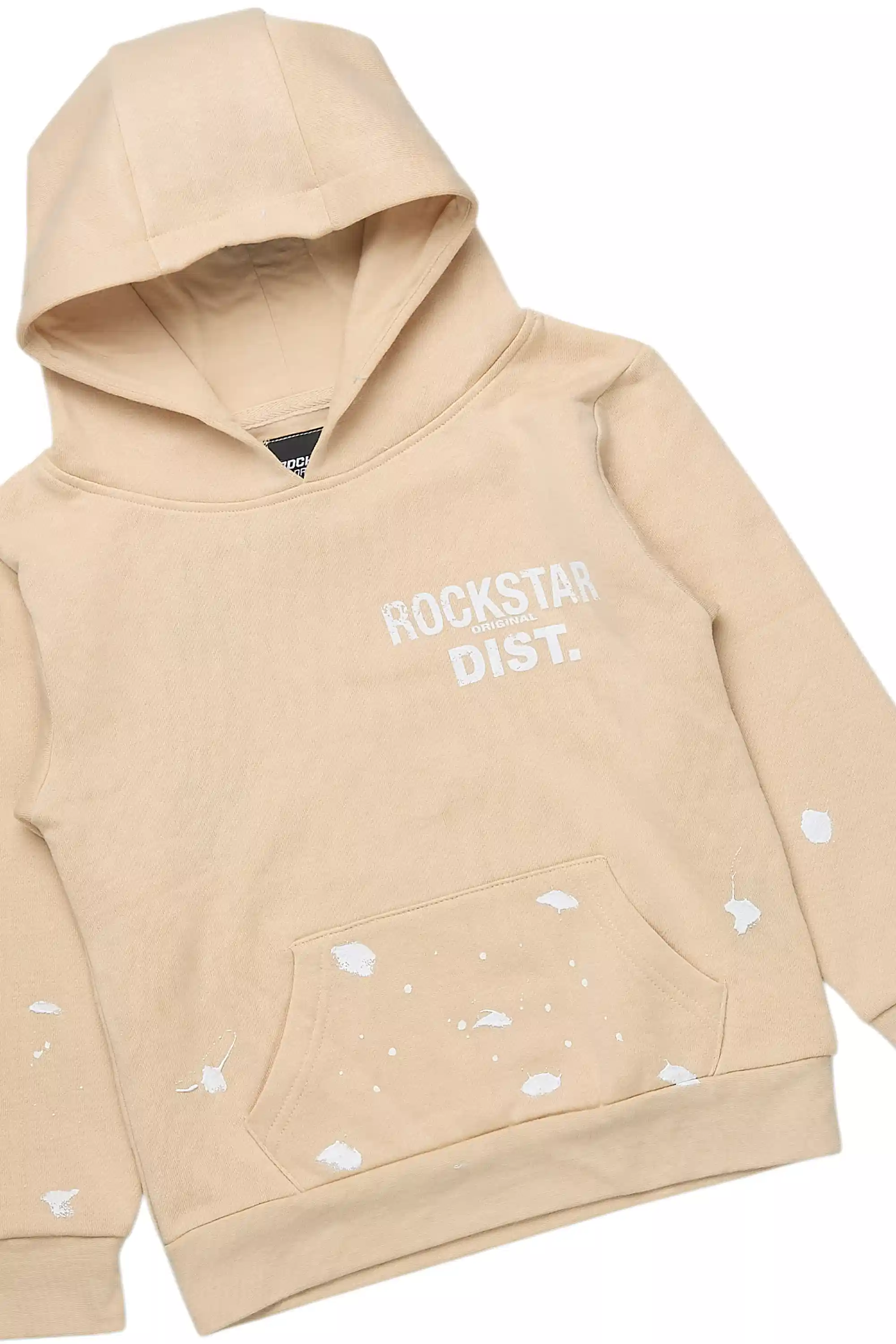 Boys Raffer Beige Hoodie Short Set - Image 2