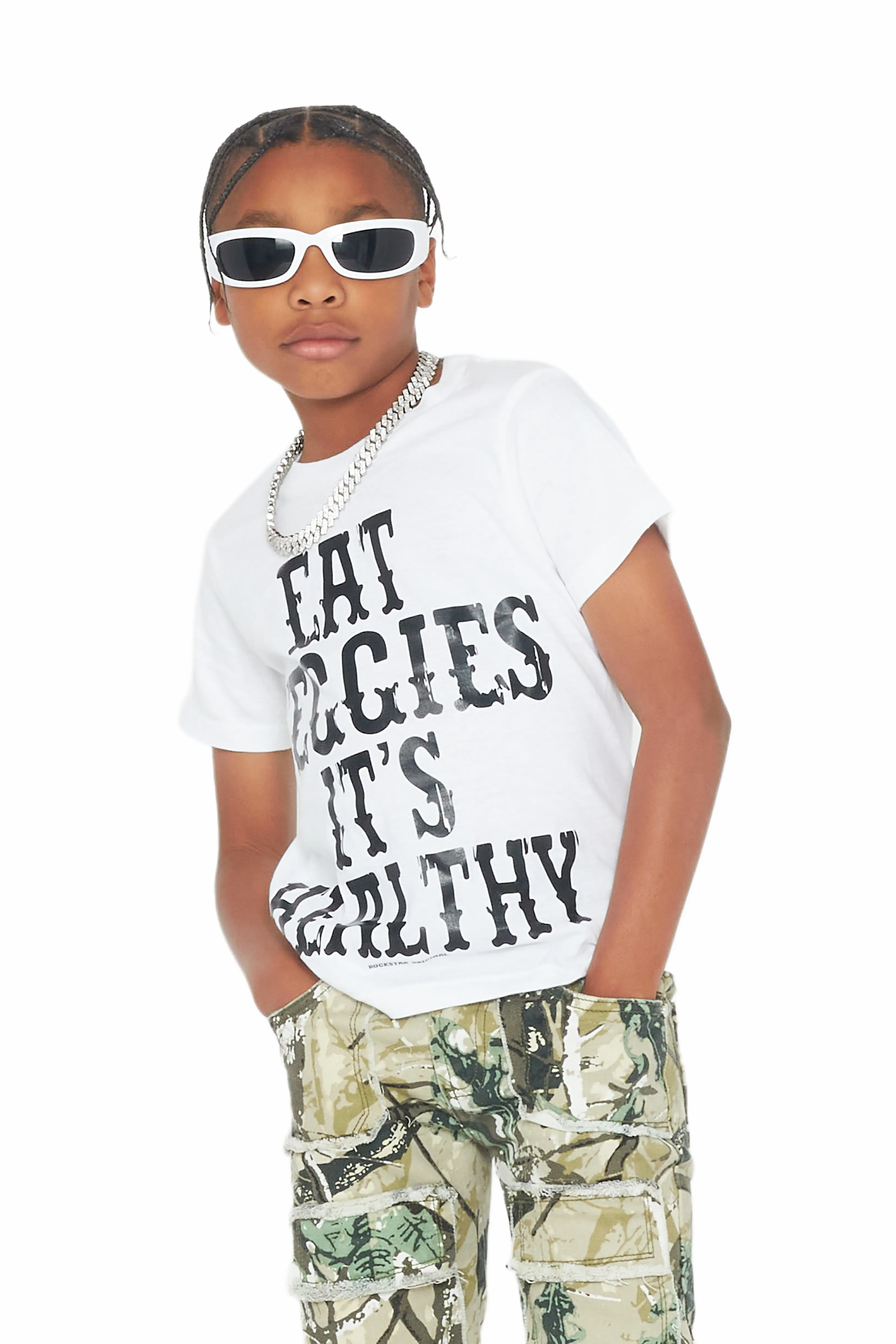 Boys Quincy White Graphic T-Shirt - Image 3