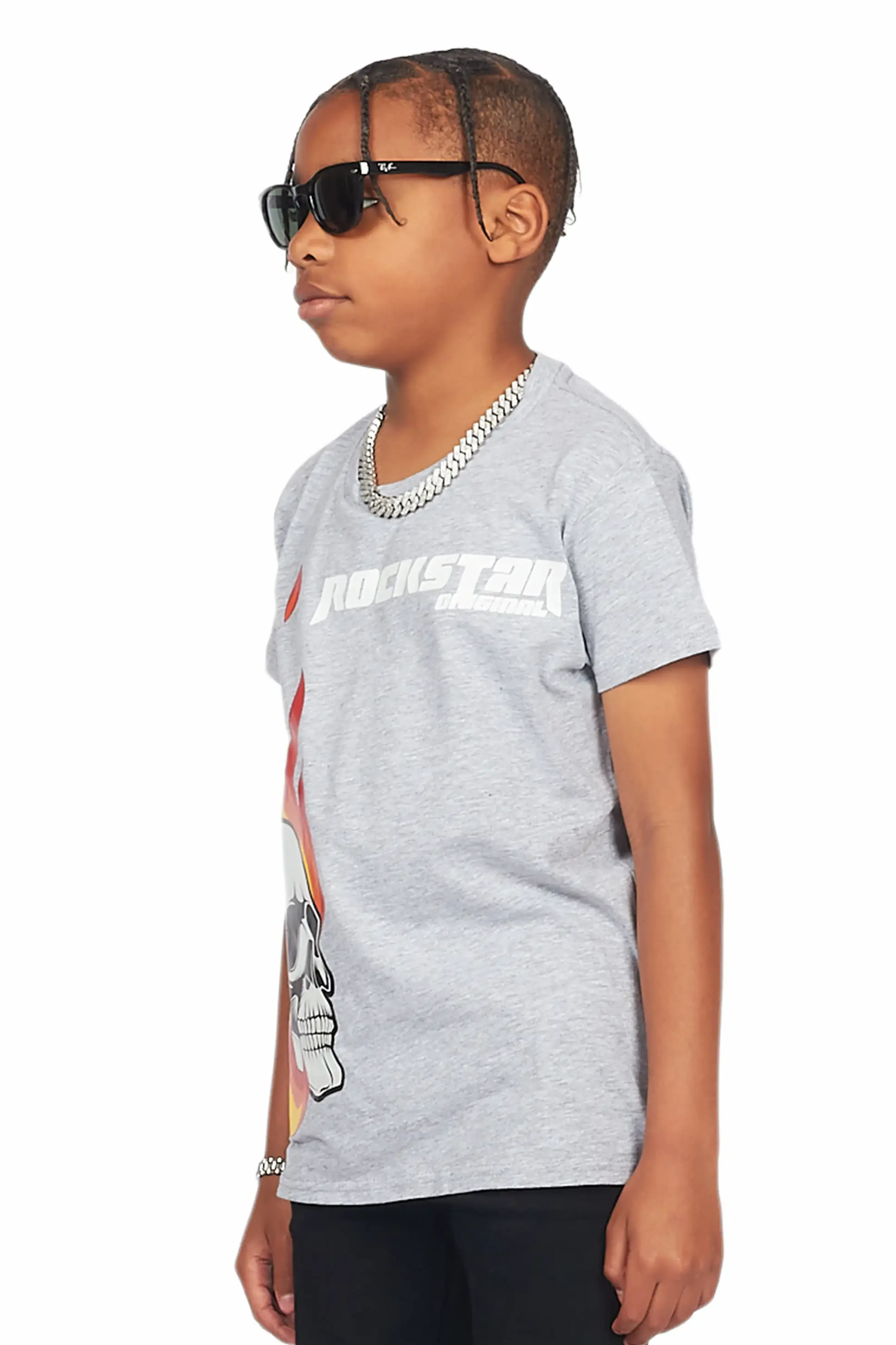 Boys Magnus Heather Grey Graphic T-Shirt - Image 4