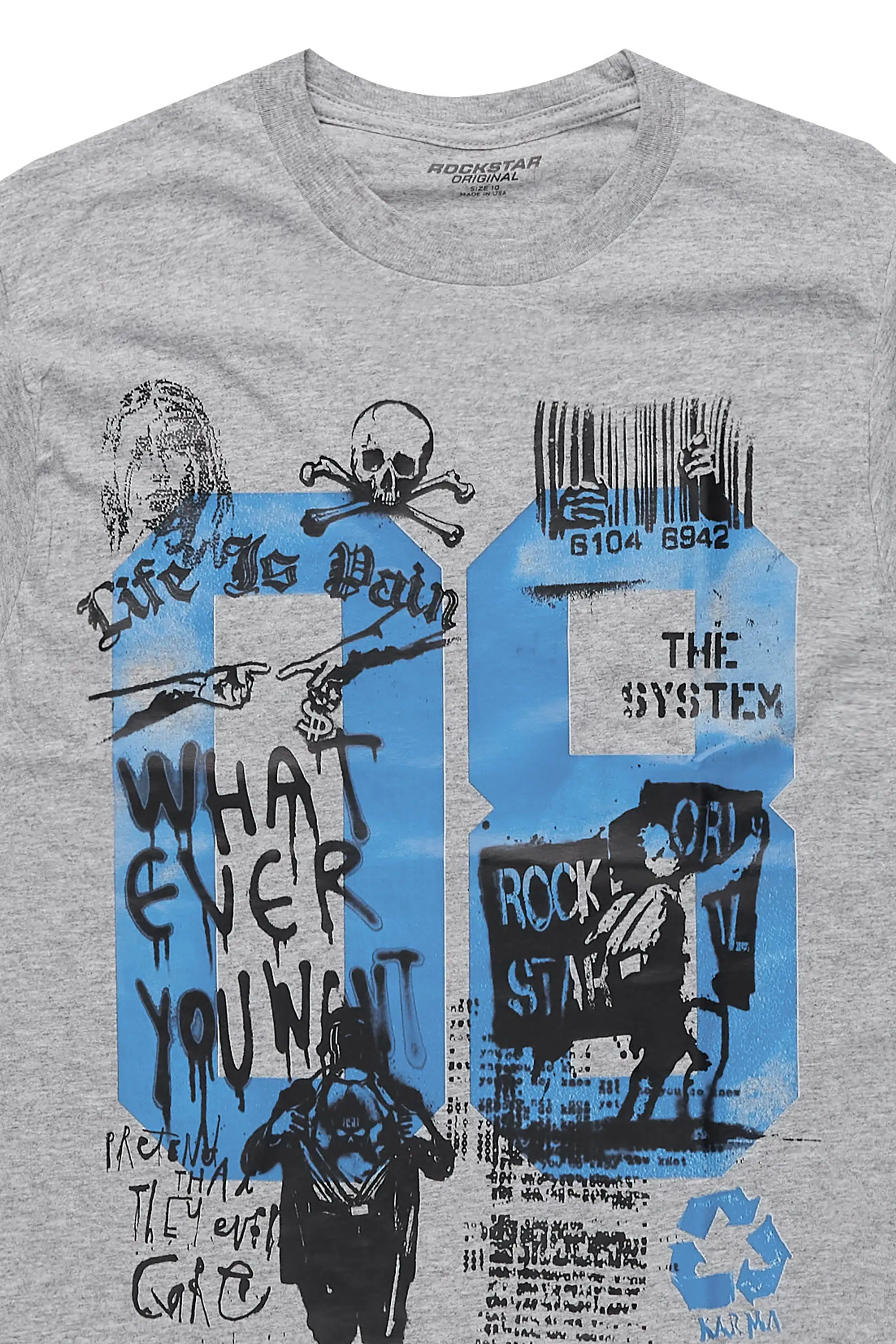 Boys Beau Grey/Blue Graphic T-Shirt - Image 2