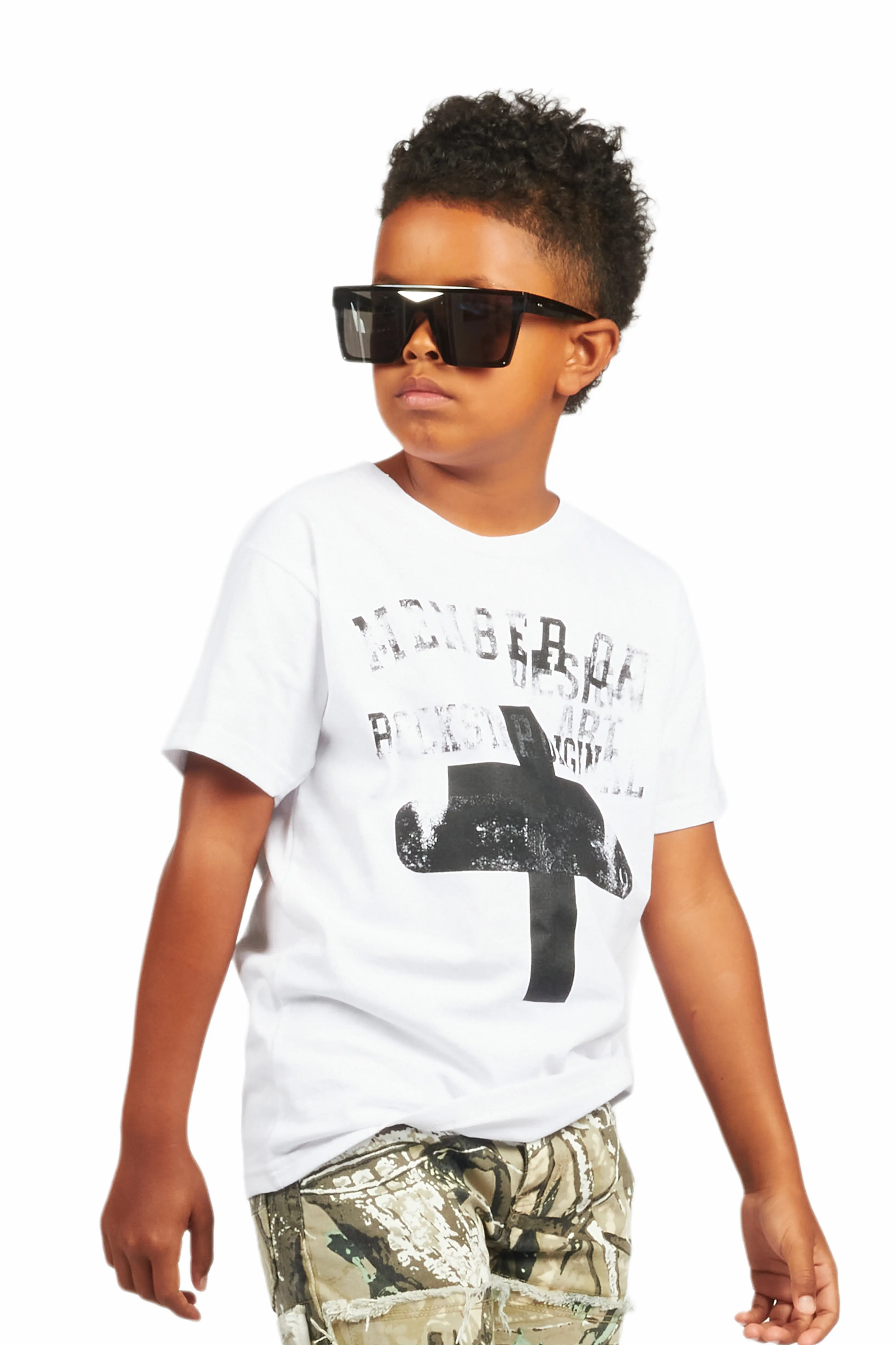 Boys Alaric White/Black Graphic T-Shirt - Image 7