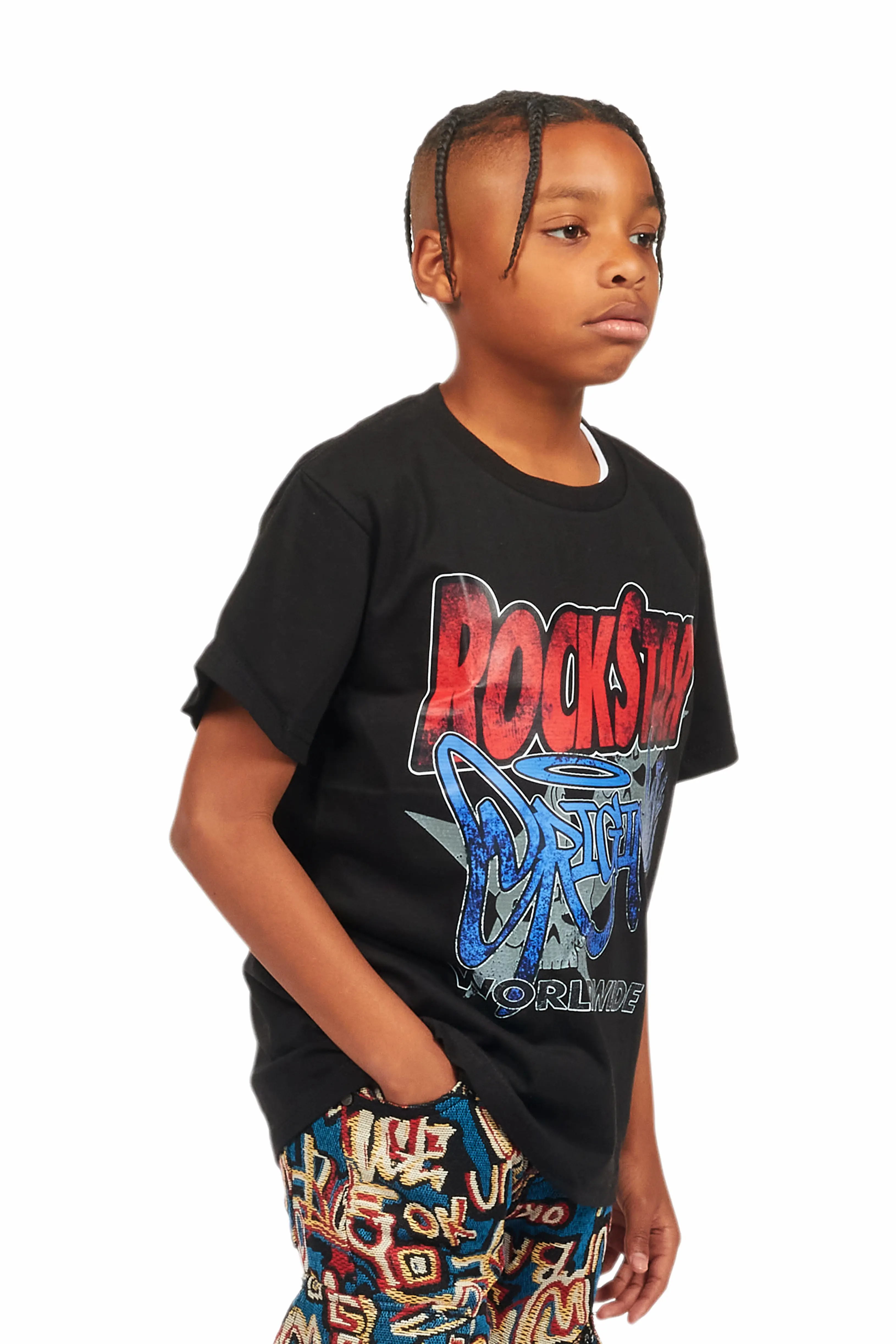 Boys Kait Black Graphic T-Shirt - Image 3