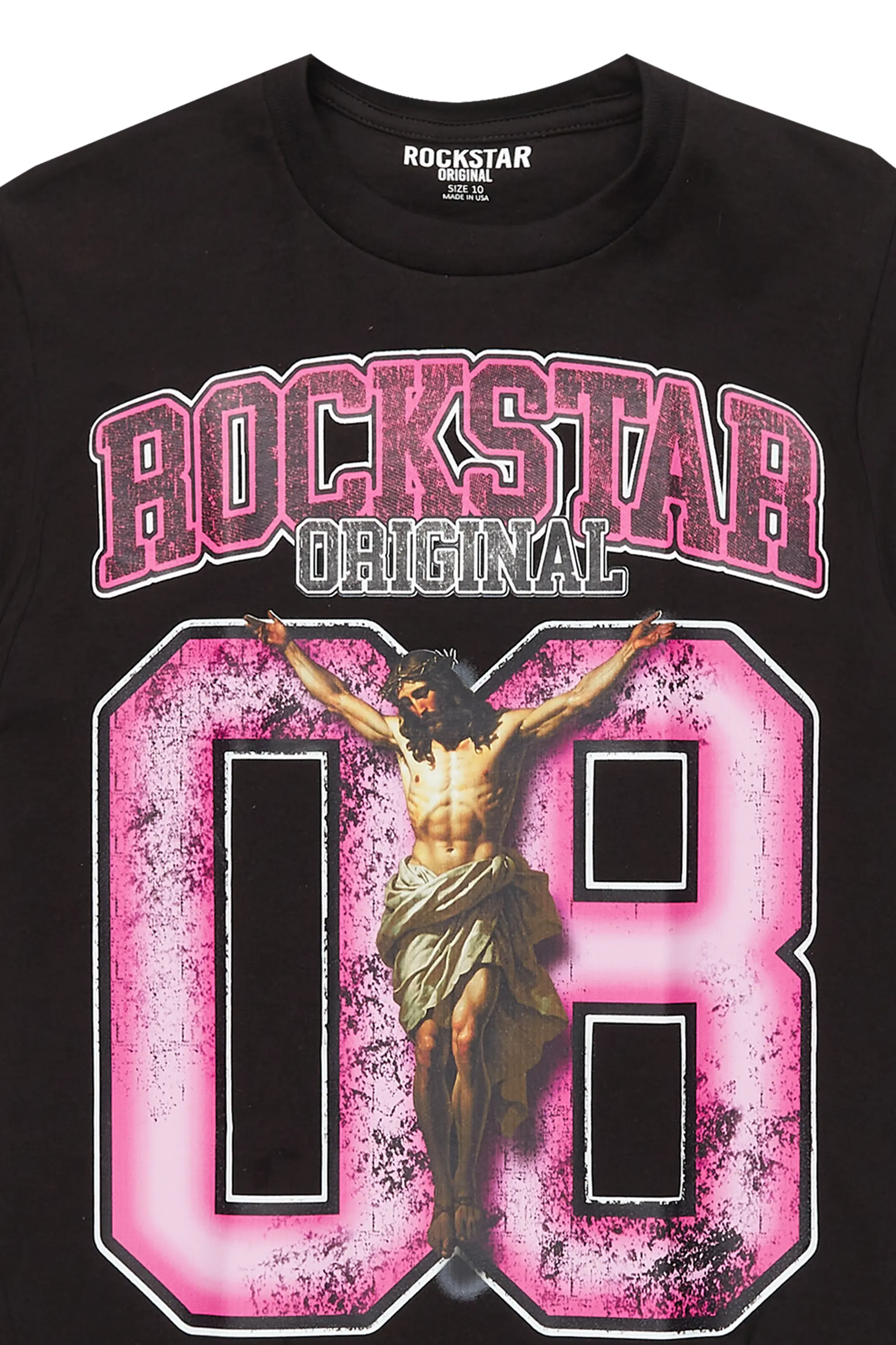 Boys Fields Black/Pink Graphic T-Shirt - Image 2