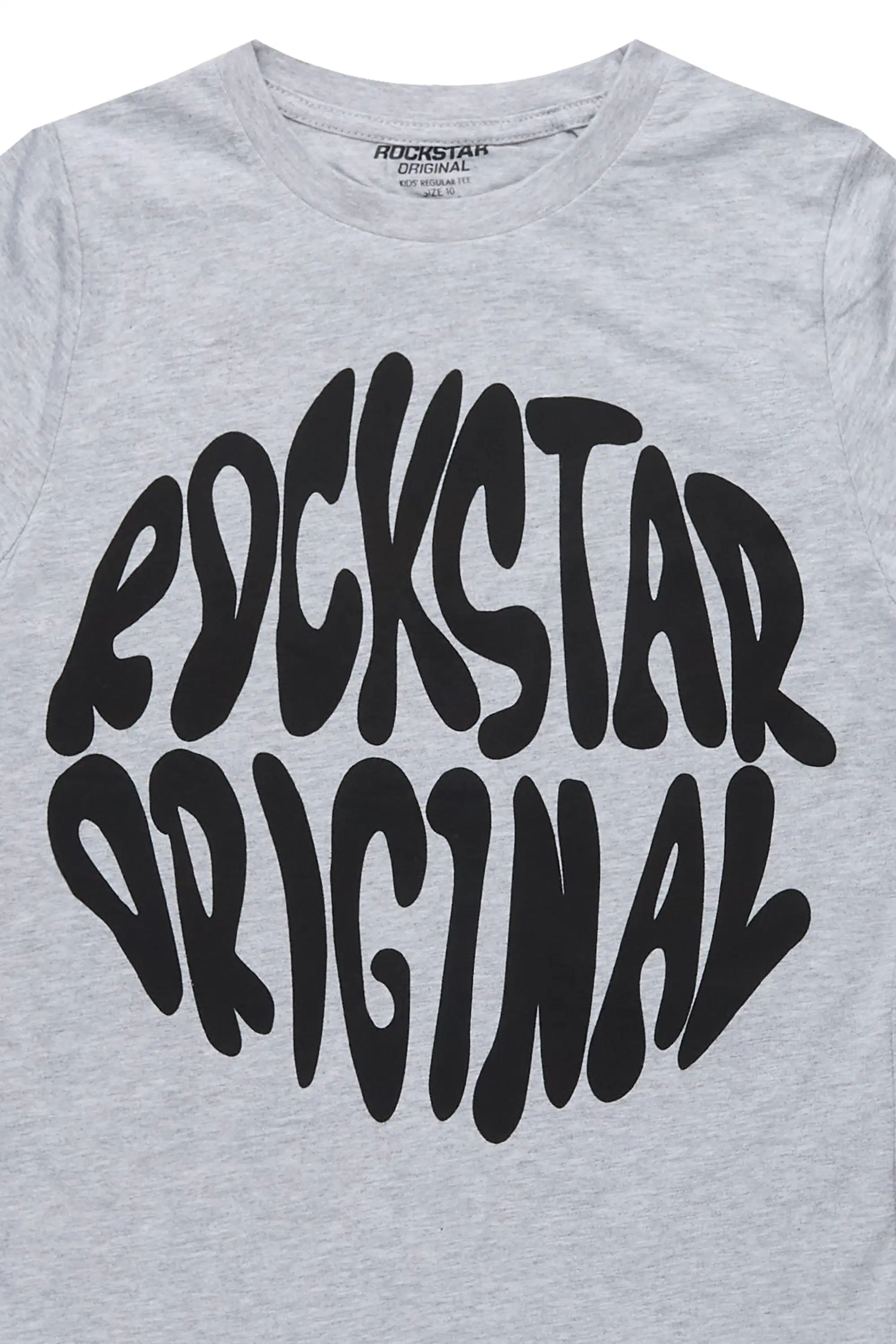 Boys Thierry Heather Grey/Black Graphic T-Shirt - Image 2