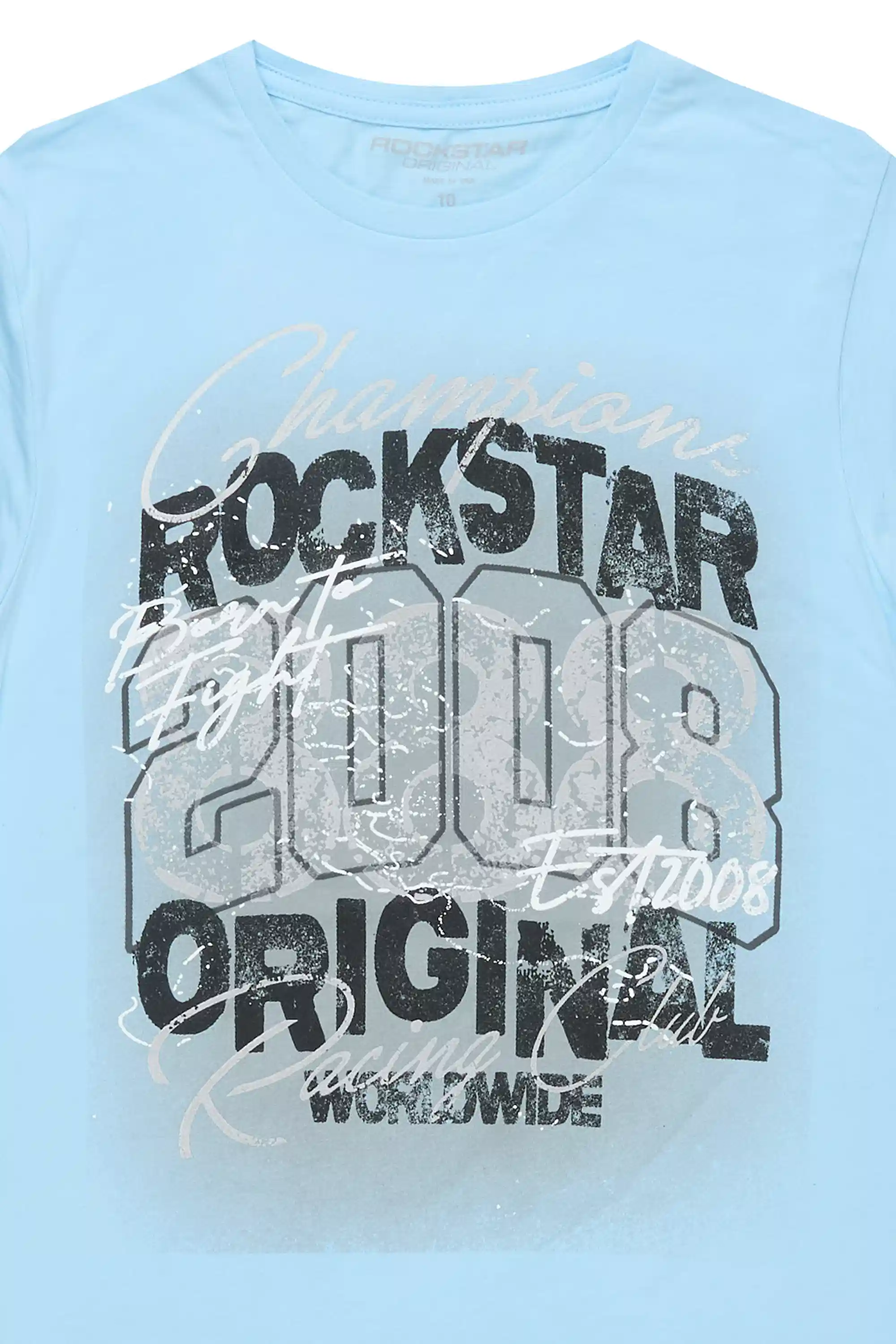 Boys Kairen Sky Blue/Black Graphic T-Shirt - Image 2