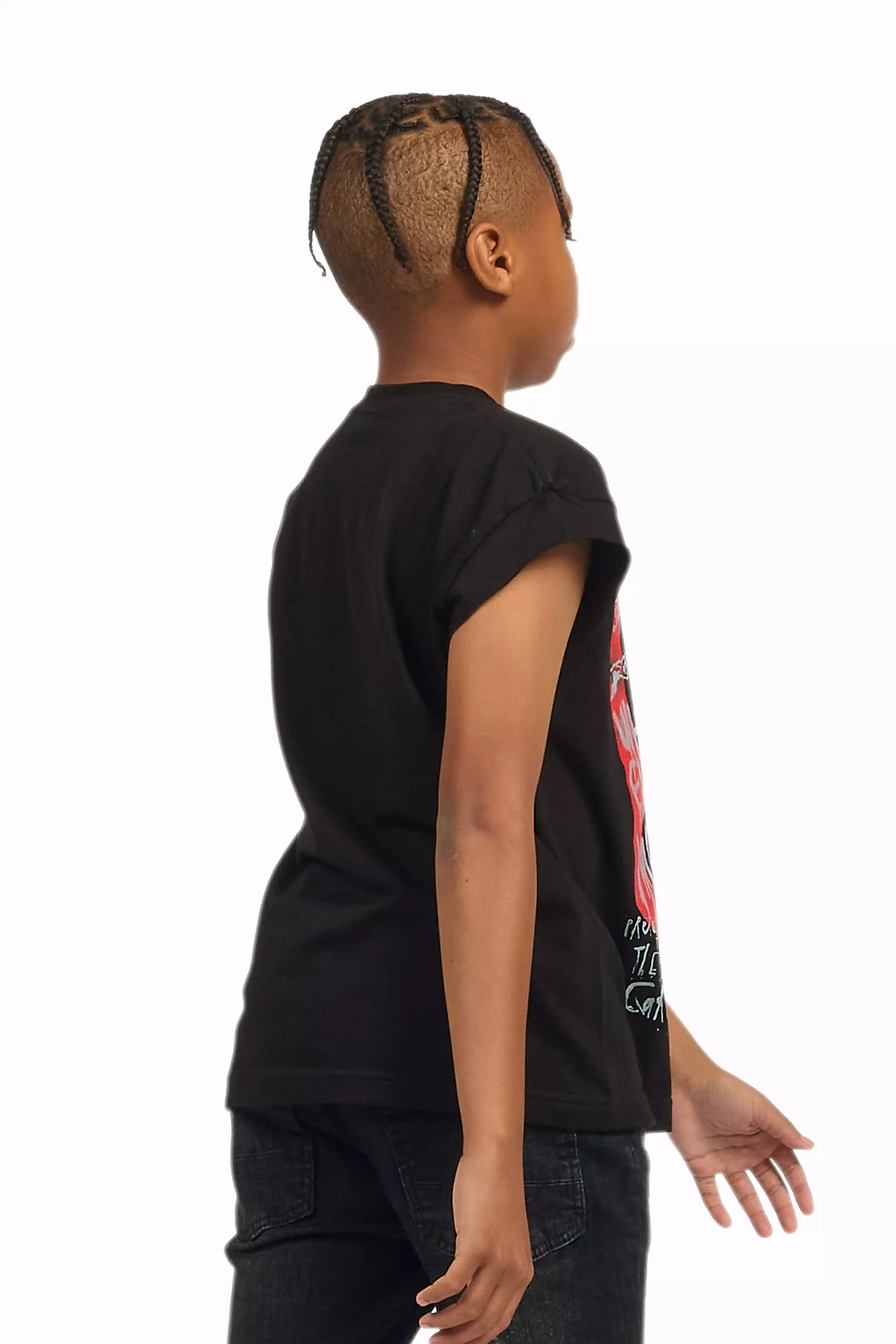 Boys Grill Black/Red Graphic Muscle T-Shirt - Image 5