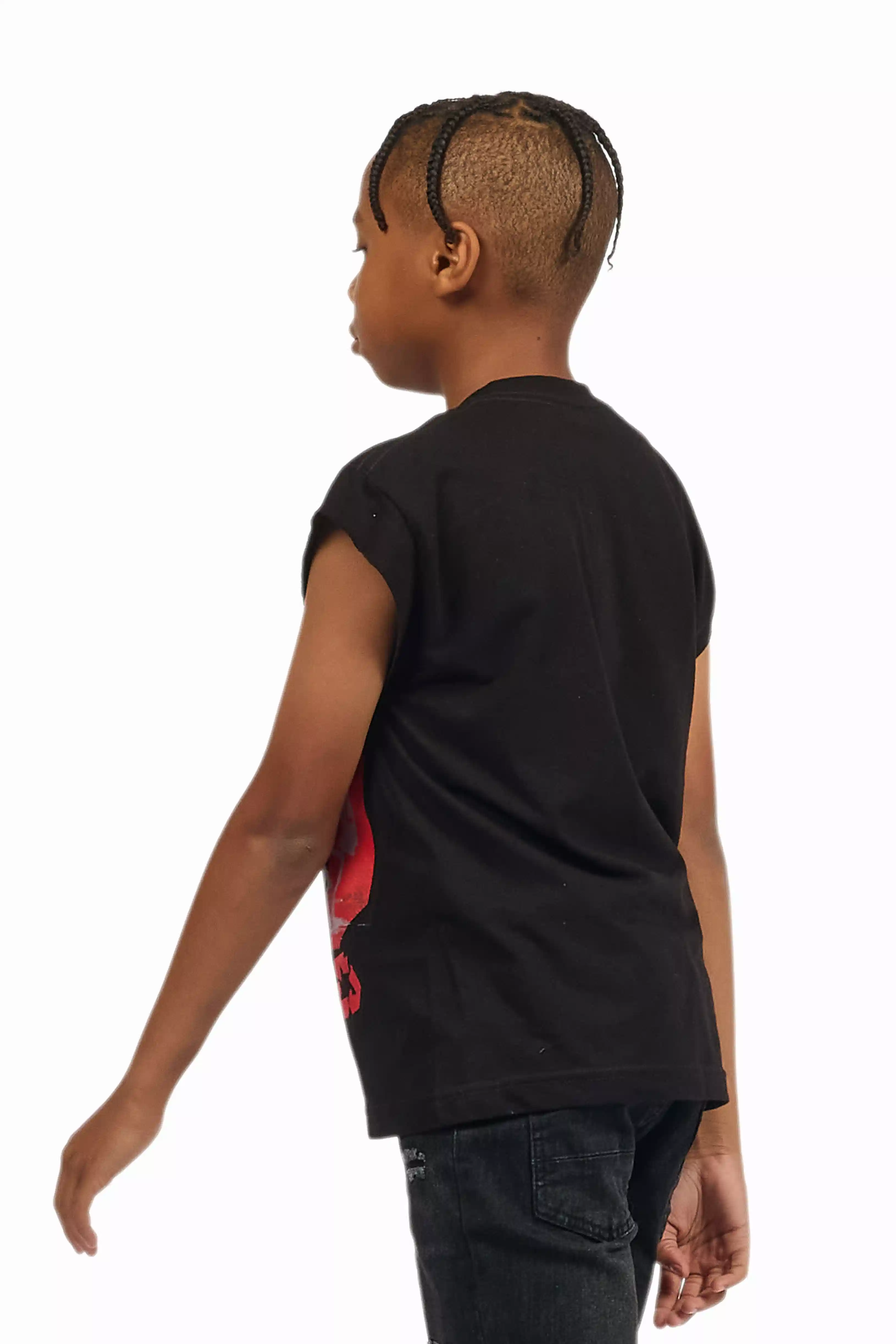 Boys Grill Black/Red Graphic Muscle T-Shirt - Image 7