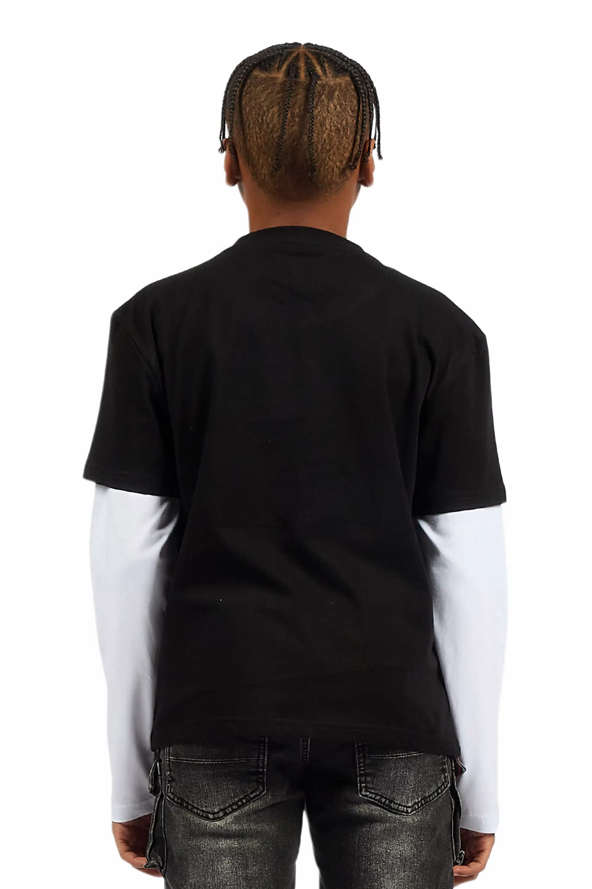 Boys Monit Black/White Double Layer Graphic T-Shirt - Image 4