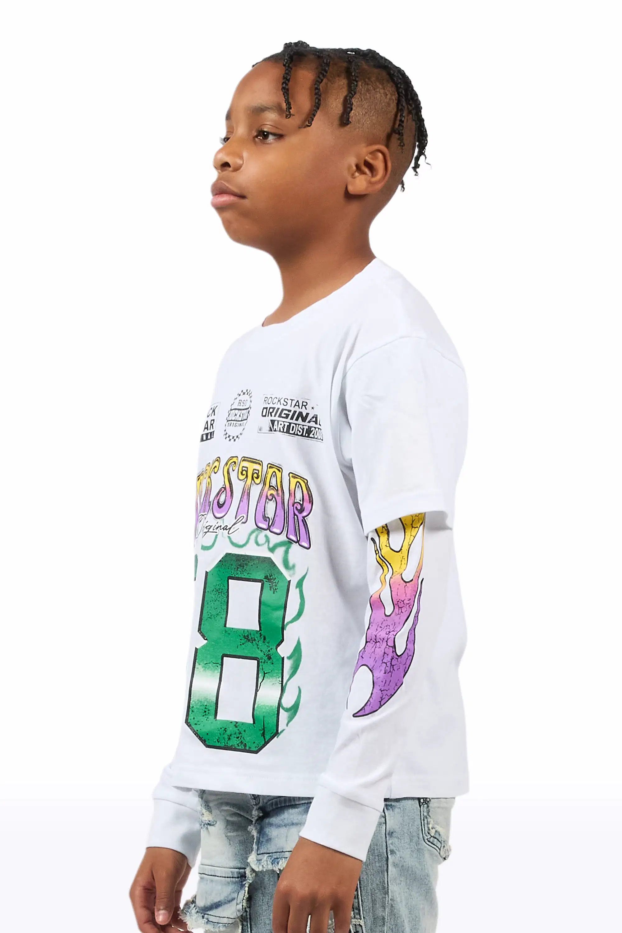 Boys Quito White Double Layer L/S Graphic T-Shirt - Image 5