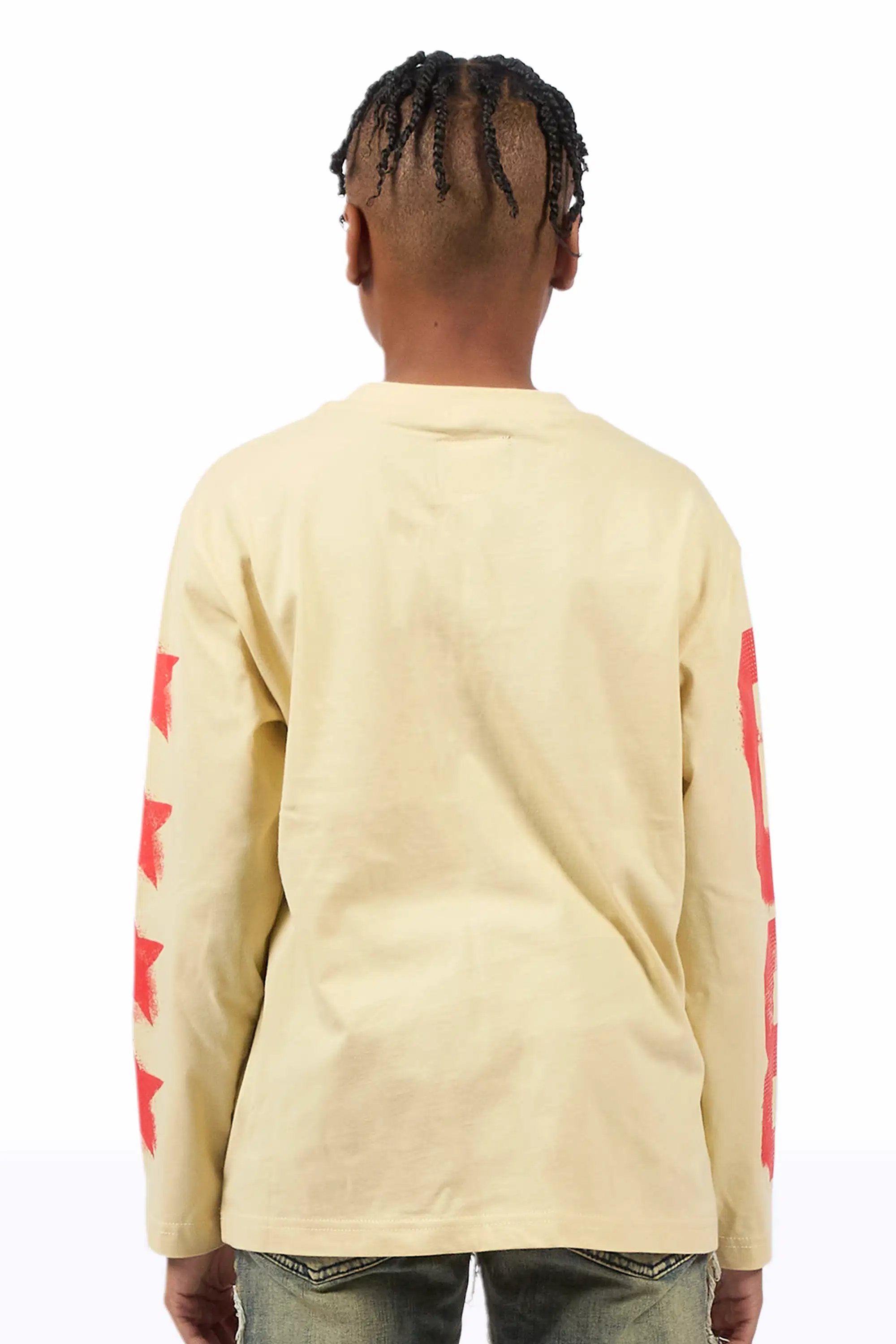 Boys Rhett Beige Long Sleeve Graphic T-Shirt - Image 4