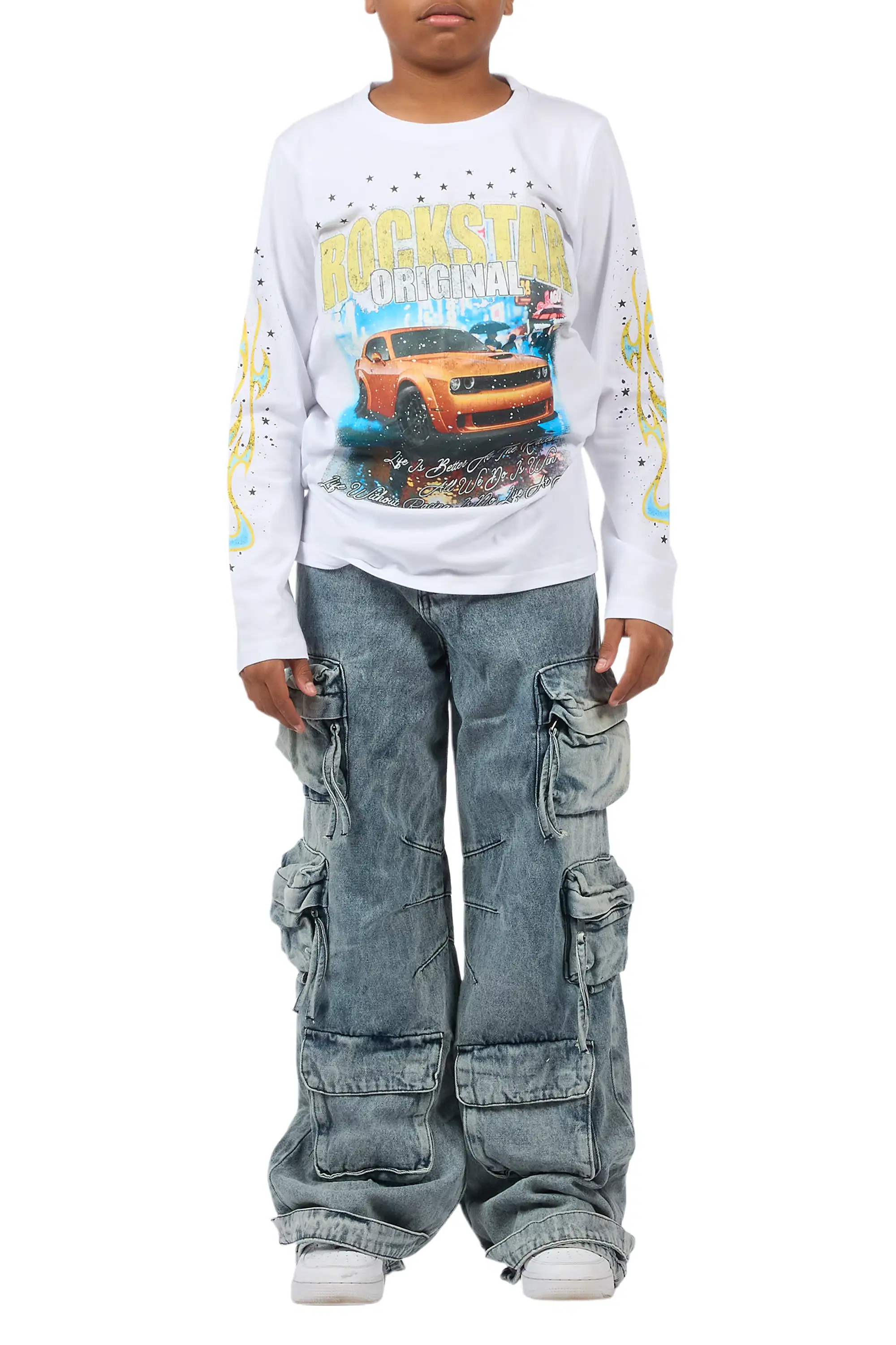 Boys Tokyo White Graphic L/S T-Shirt - Image 7