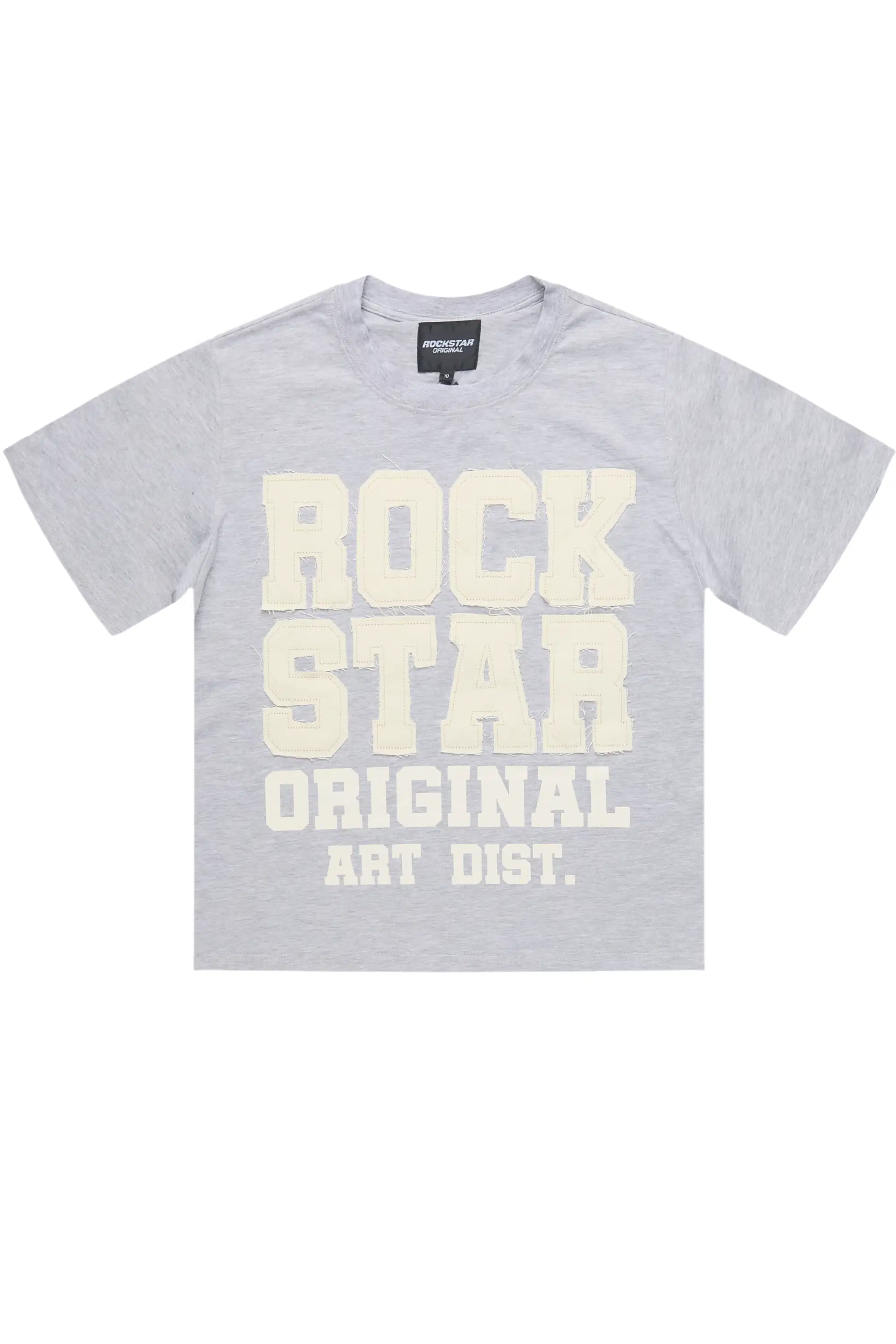 Boys Yulian Heather Grey Patch Stitched Graphic T-Shirt - Image 2