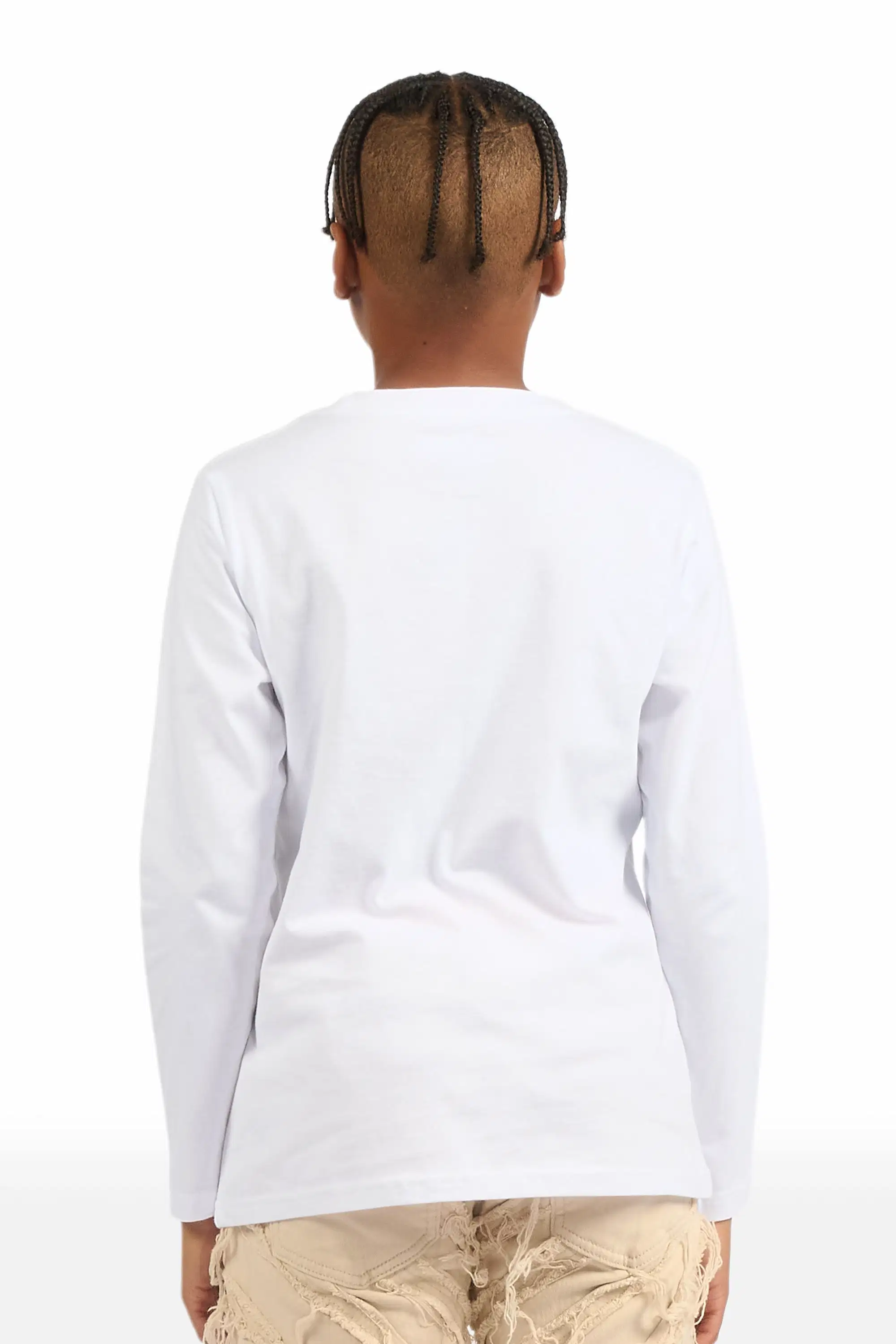 Boys Deiter White Long Sleeve Graphic T-Shirt - Image 4