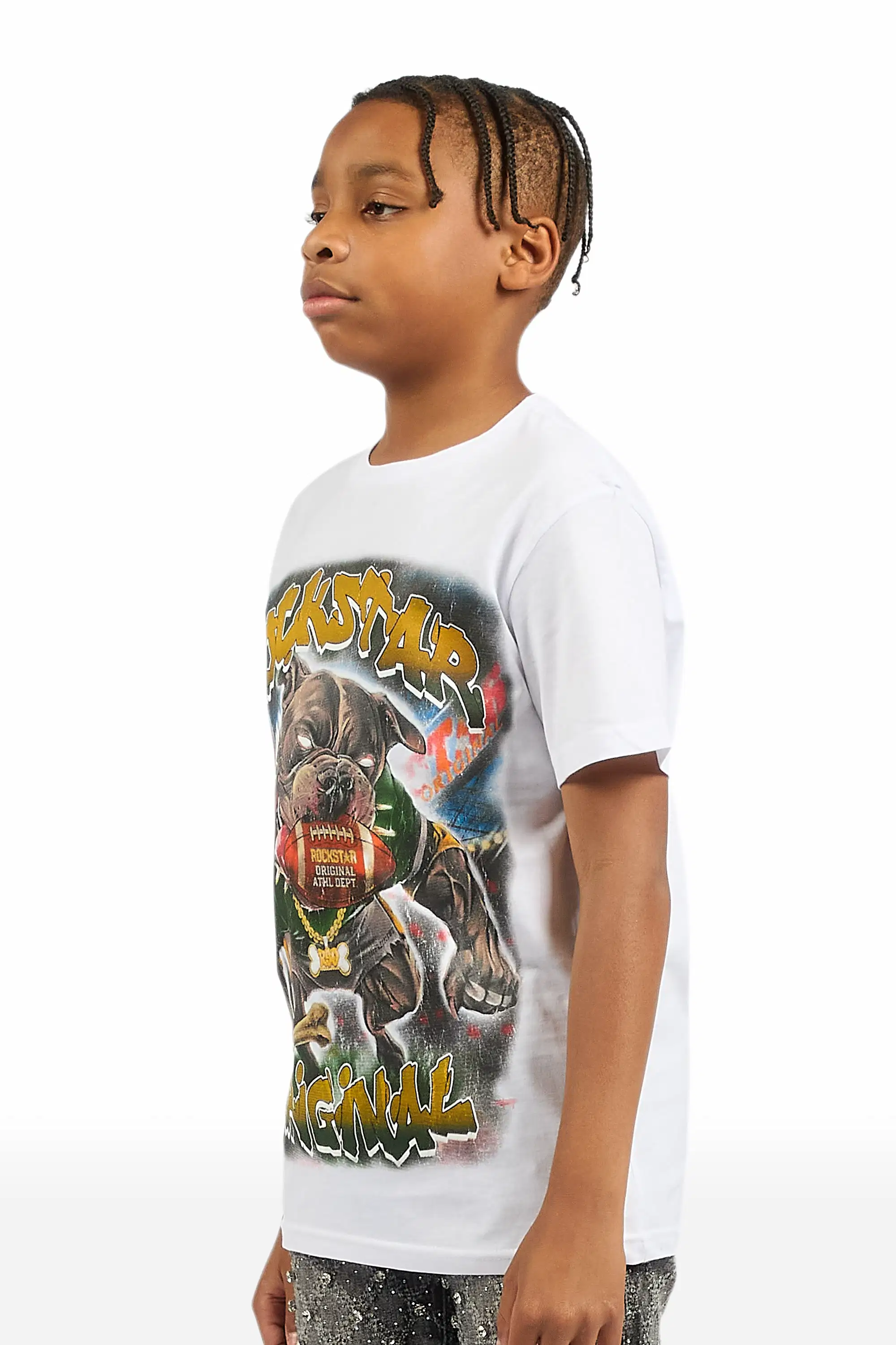 Boys Bragix White Graphic T-Shirt - Image 5