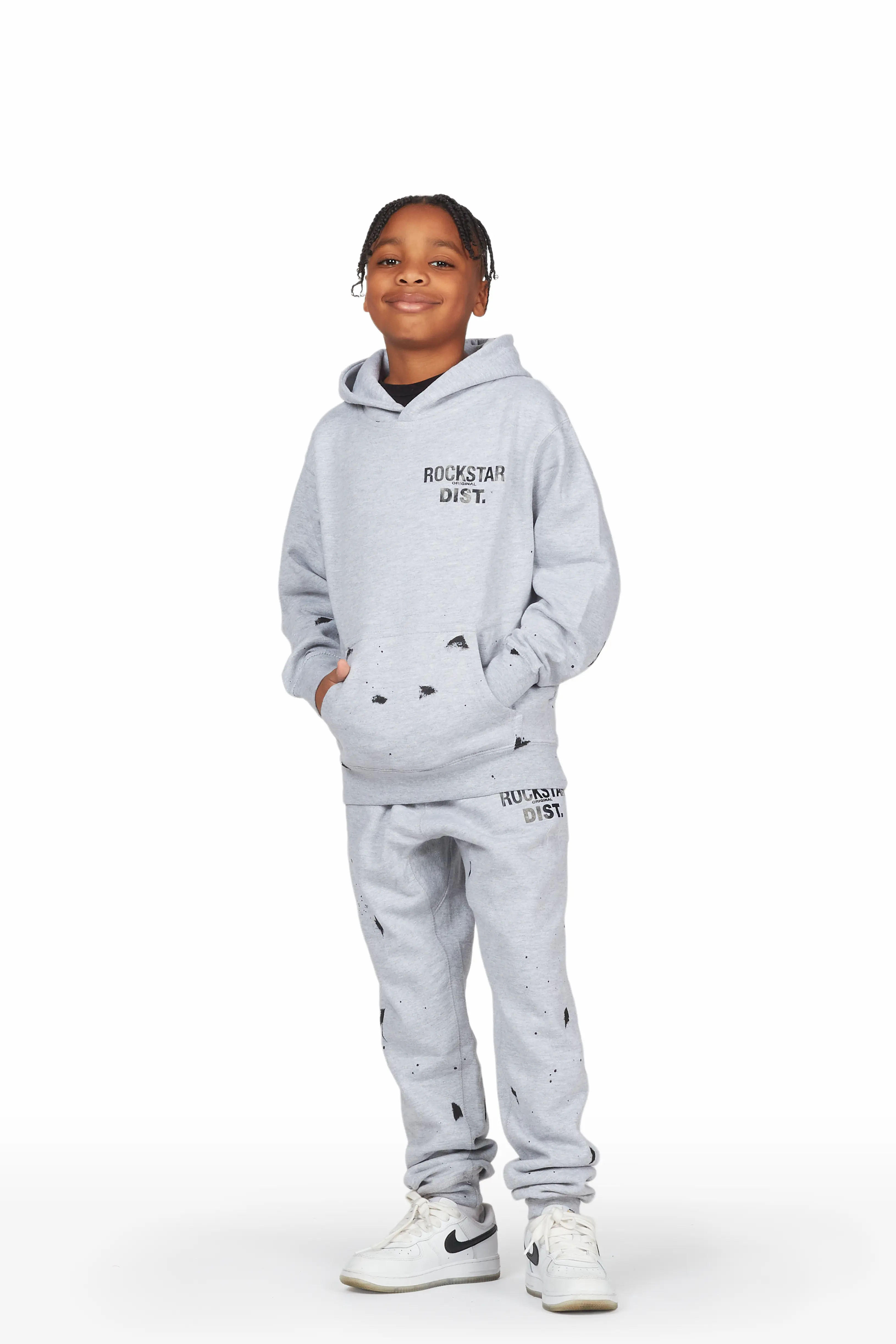 Boys Raffer Heather Grey Hoodie Track Set - Image 3