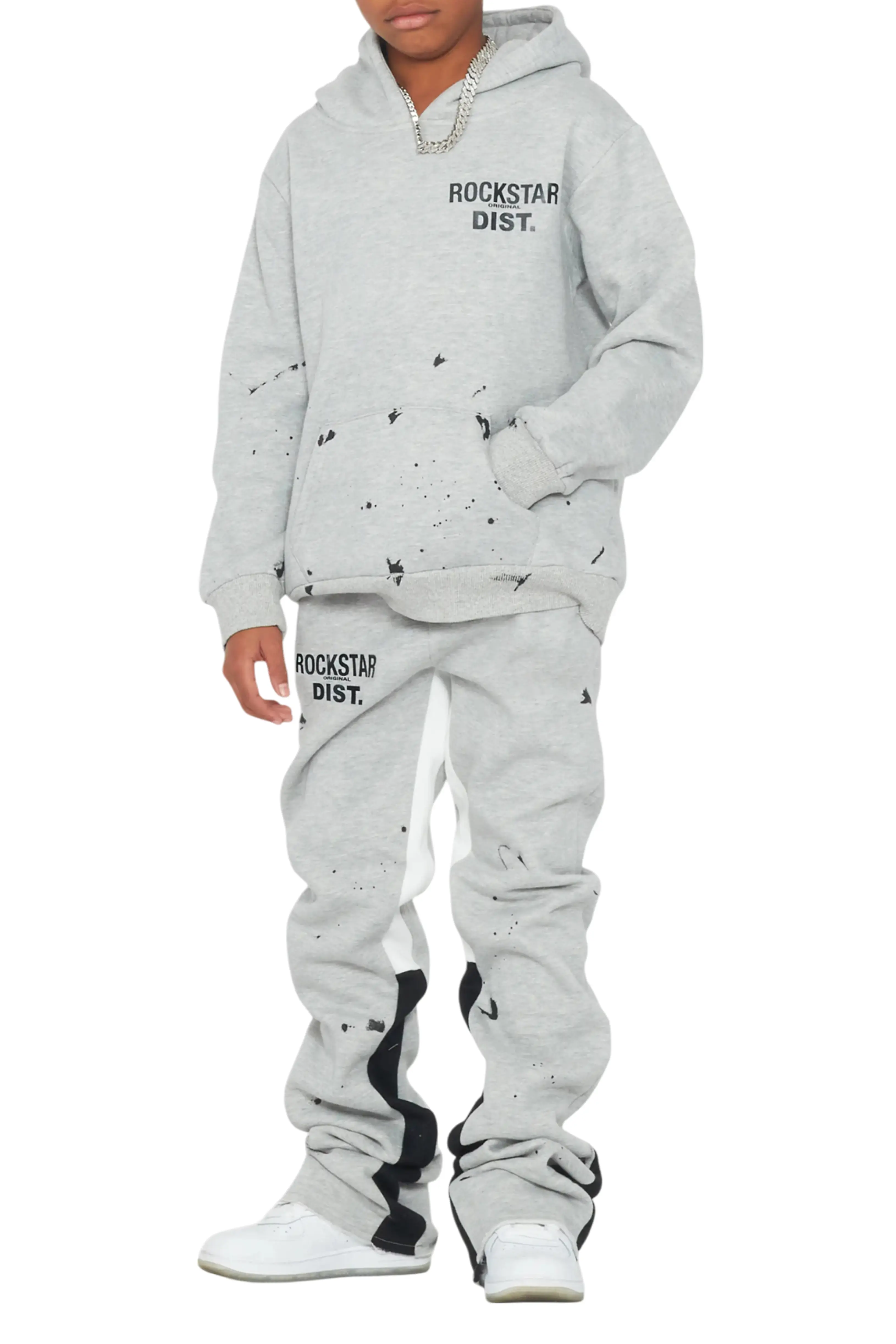 Boys Raffer Grey/Black Stacked Pant Set - Image 6