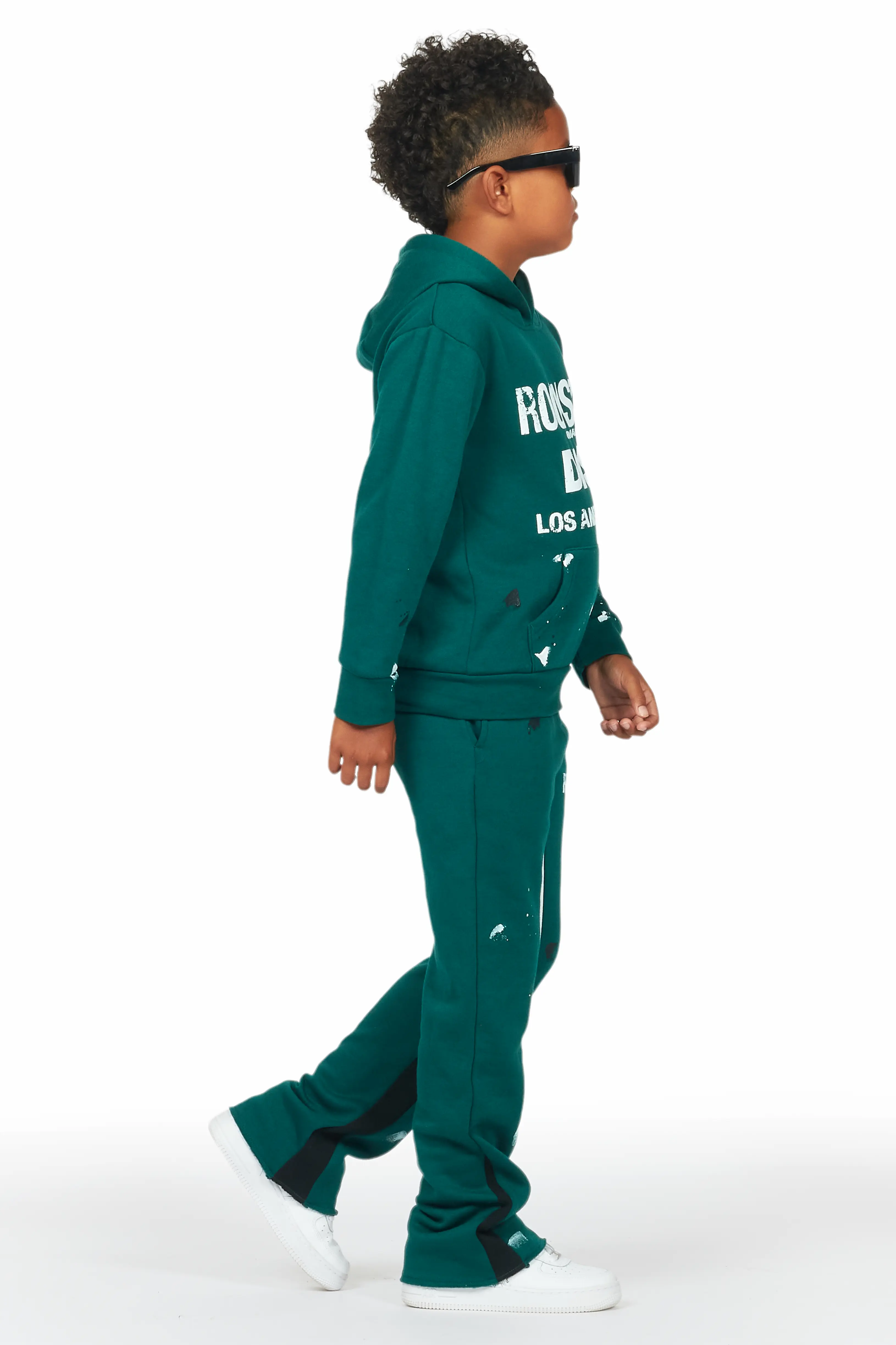 Boys Scottie Dark Green Stacked Flare Track Set - Image 3
