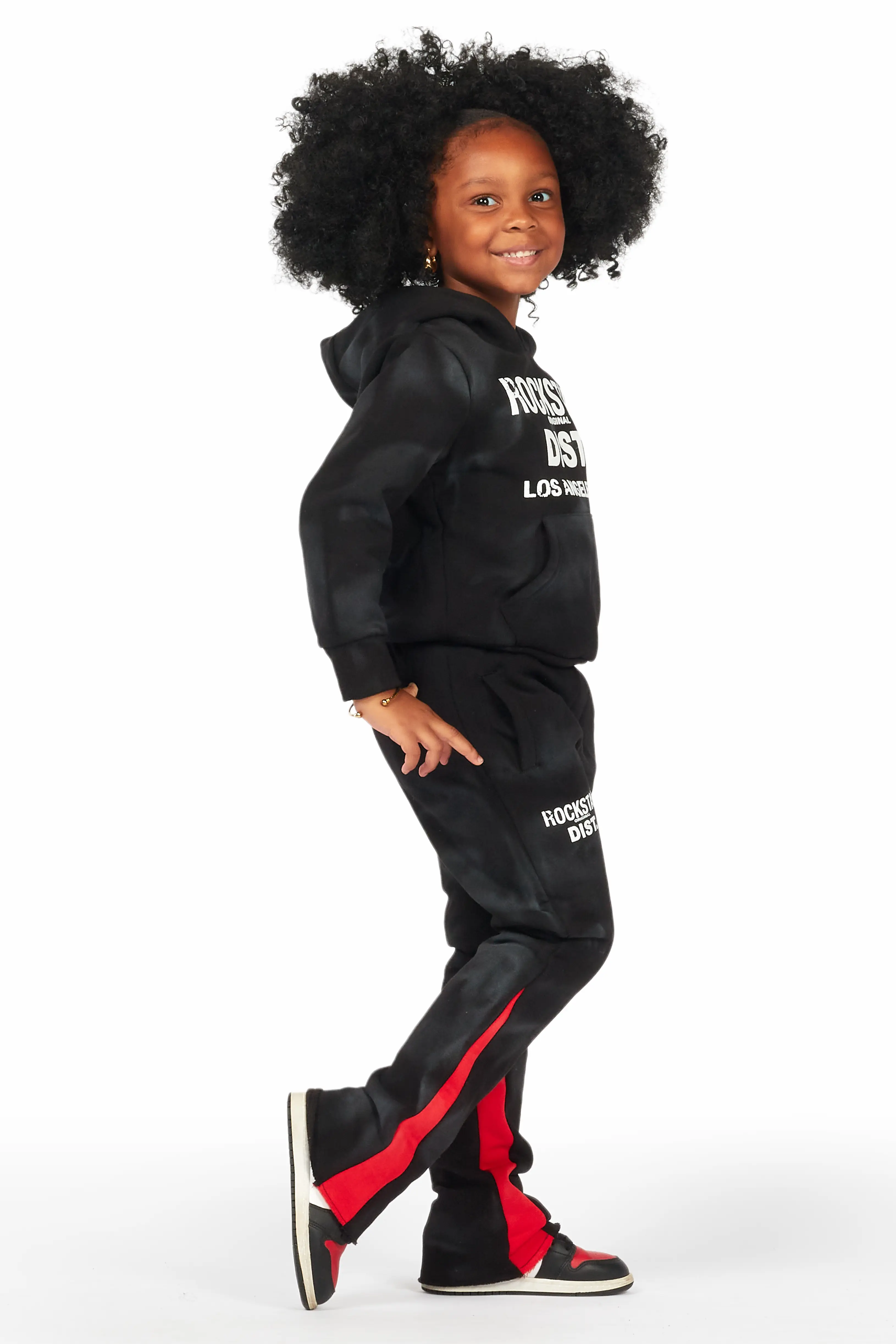 Girls Zenny Black/Red Stacked Pant Set - Image 4