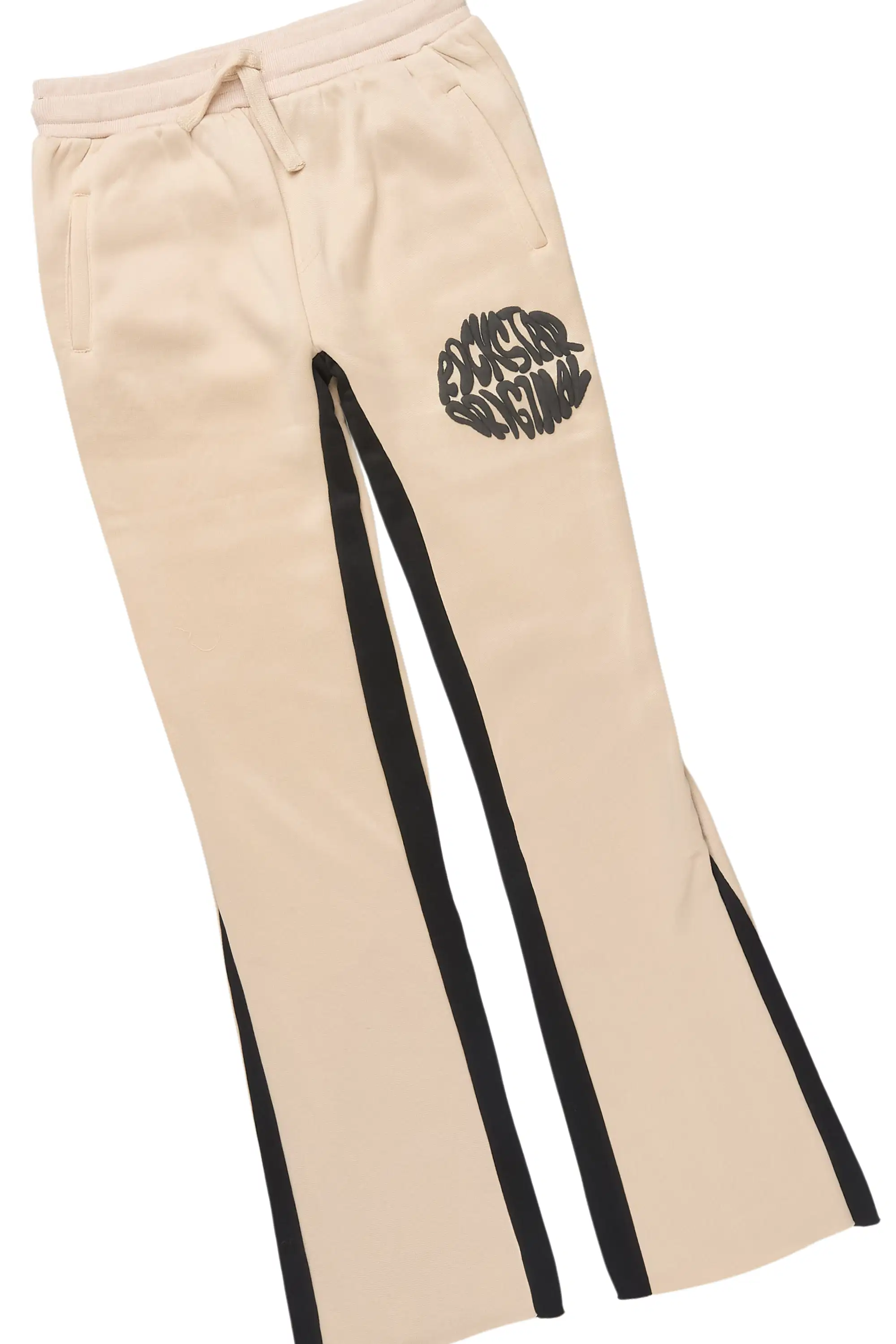 Boys Thierry Tan/Black Stacked Flare Track Pant Set - Image 3