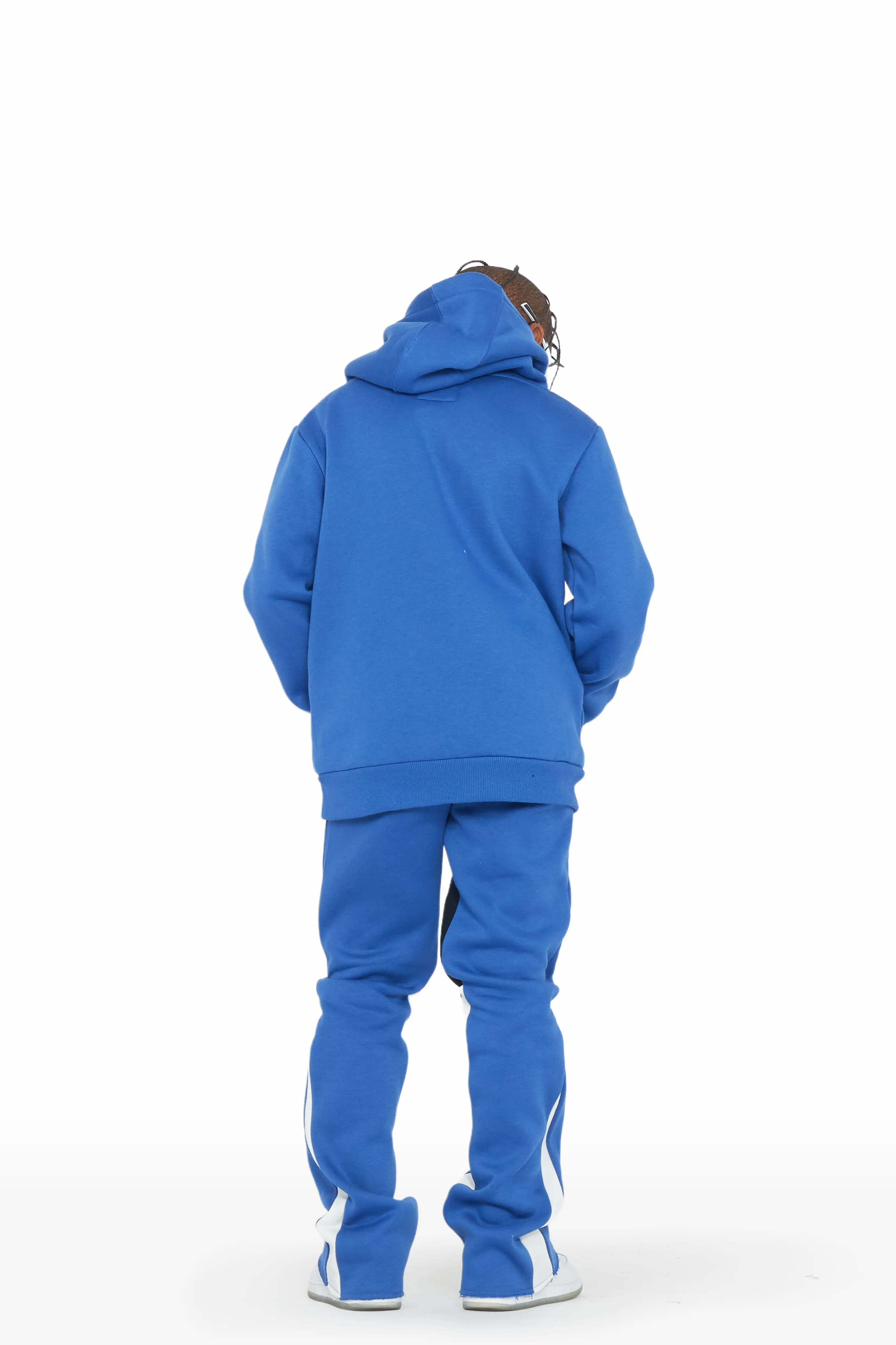 Boys Francis Royal Blue Hoodie Stacked Flare Track Set - Image 3