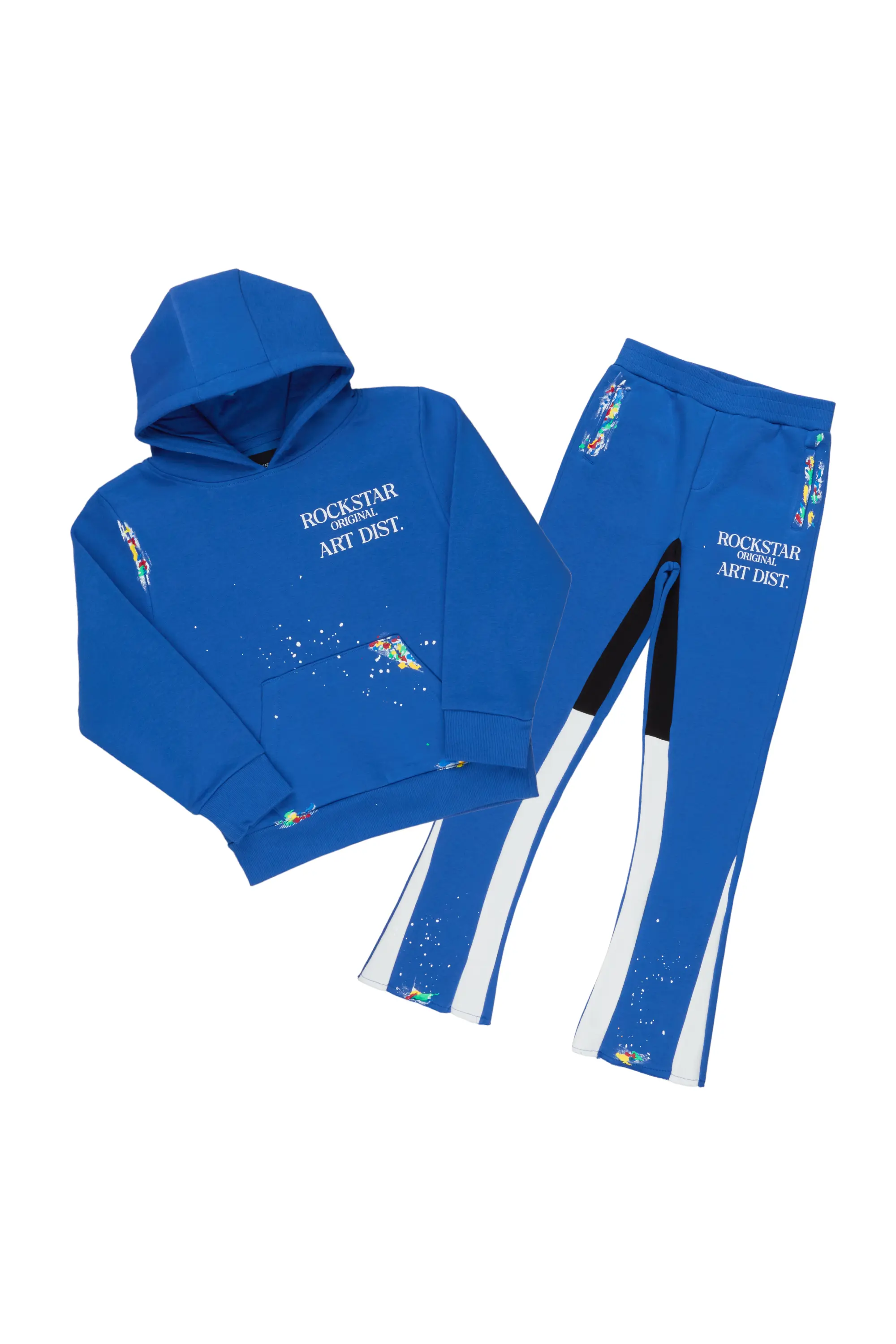 Boys Art Dist. Royal Blue Hoodie Stacked Flare Track Set - Image 2