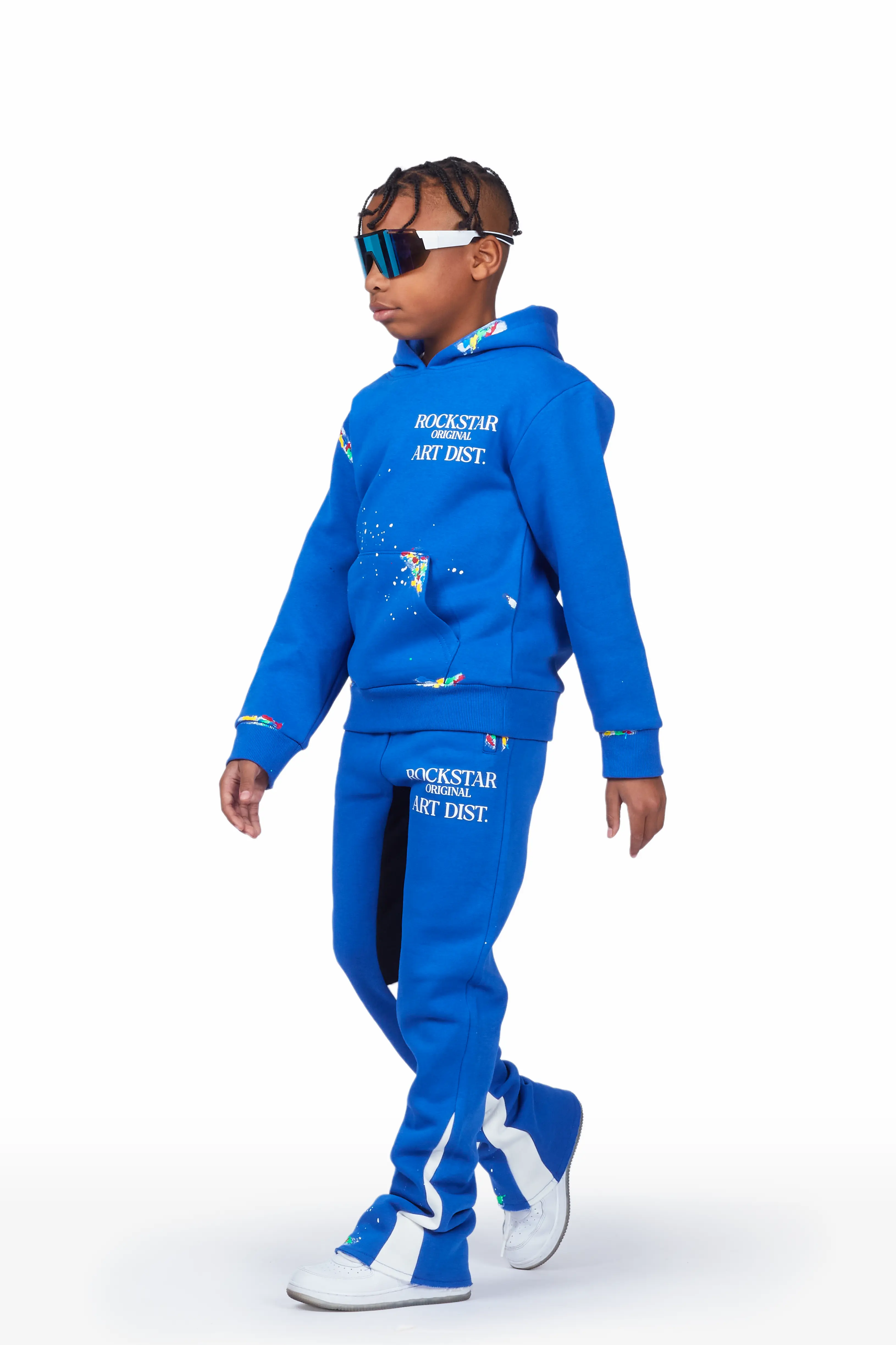 Boys Art Dist. Royal Blue Hoodie Stacked Flare Track Set - Image 3