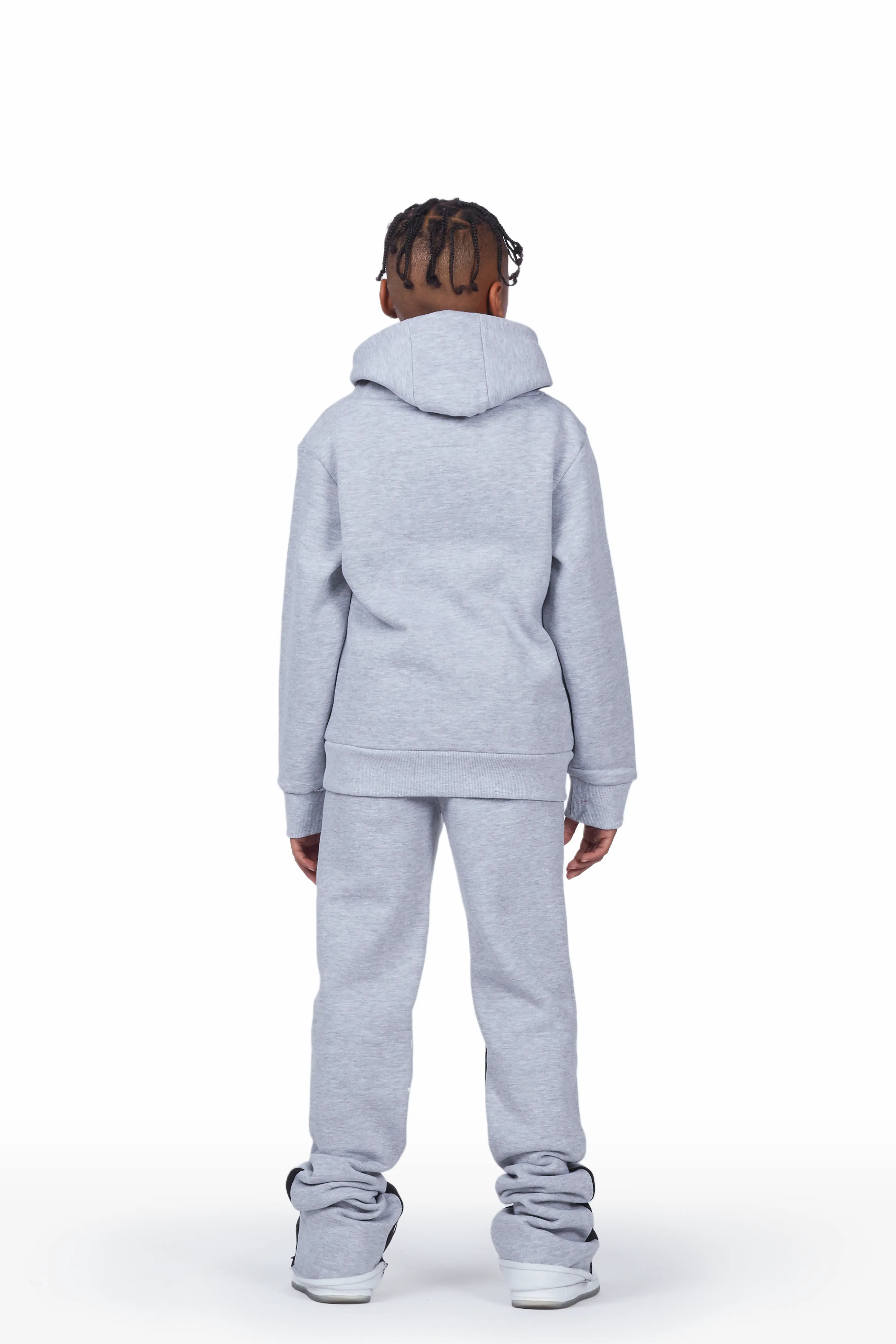 Boys Scottie Grey/Black Hoodie Super Stacked Flare Track Set - Image 5