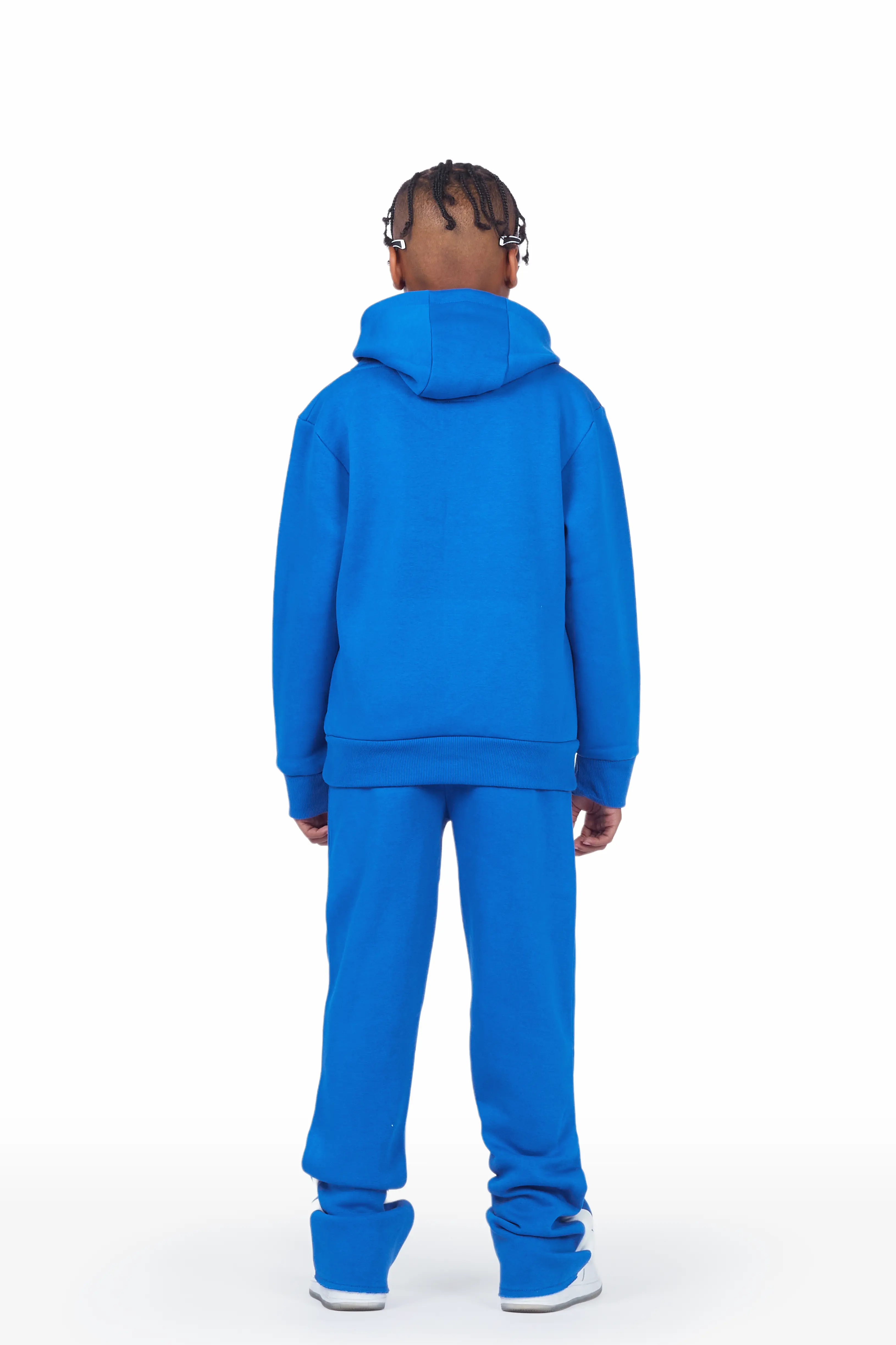 Boys Kalibre Royal Blue Hoodie Stacked Flare Track Set - Image 5