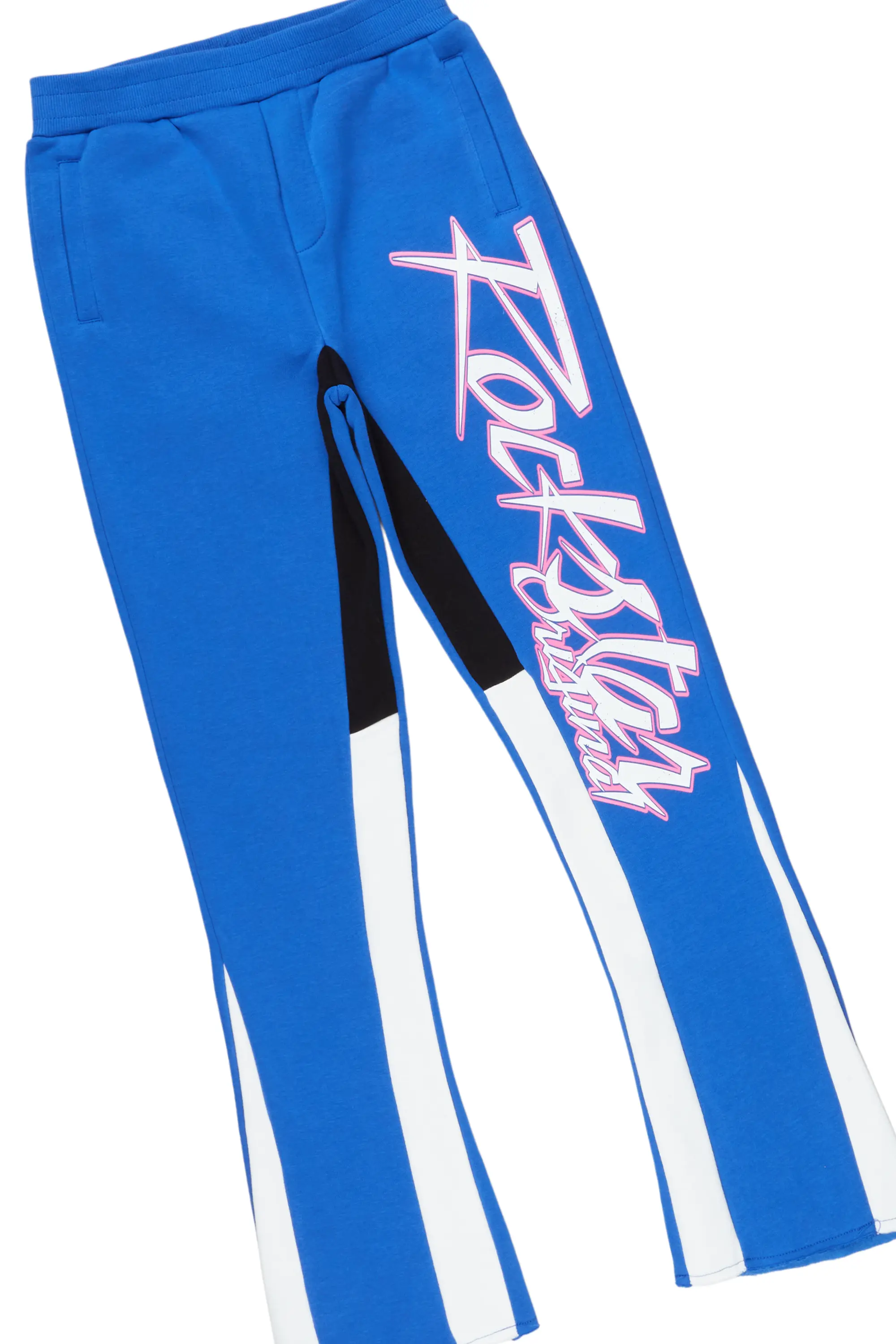 Boys Kalibre Royal Blue Hoodie Stacked Flare Track Set - Image 7