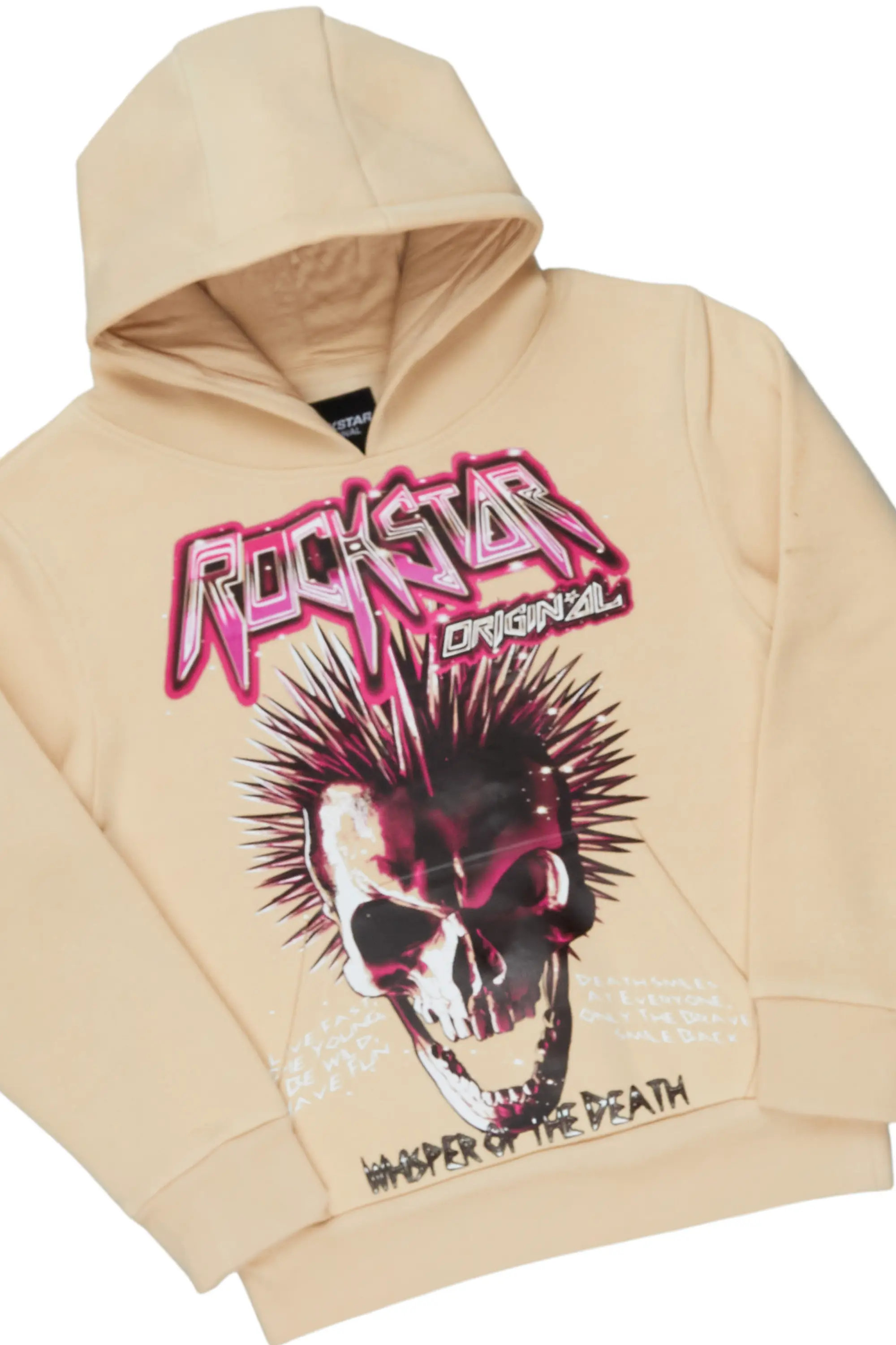 Boys Obern Beige/Black Hoodie Stacked Flare Track Set - Image 5