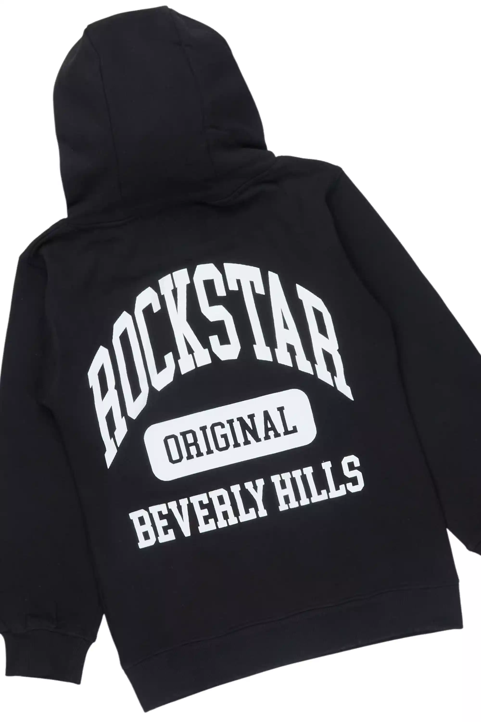 Boys Member Black/White Hoodie Stacked Flare Track Set - Image 3