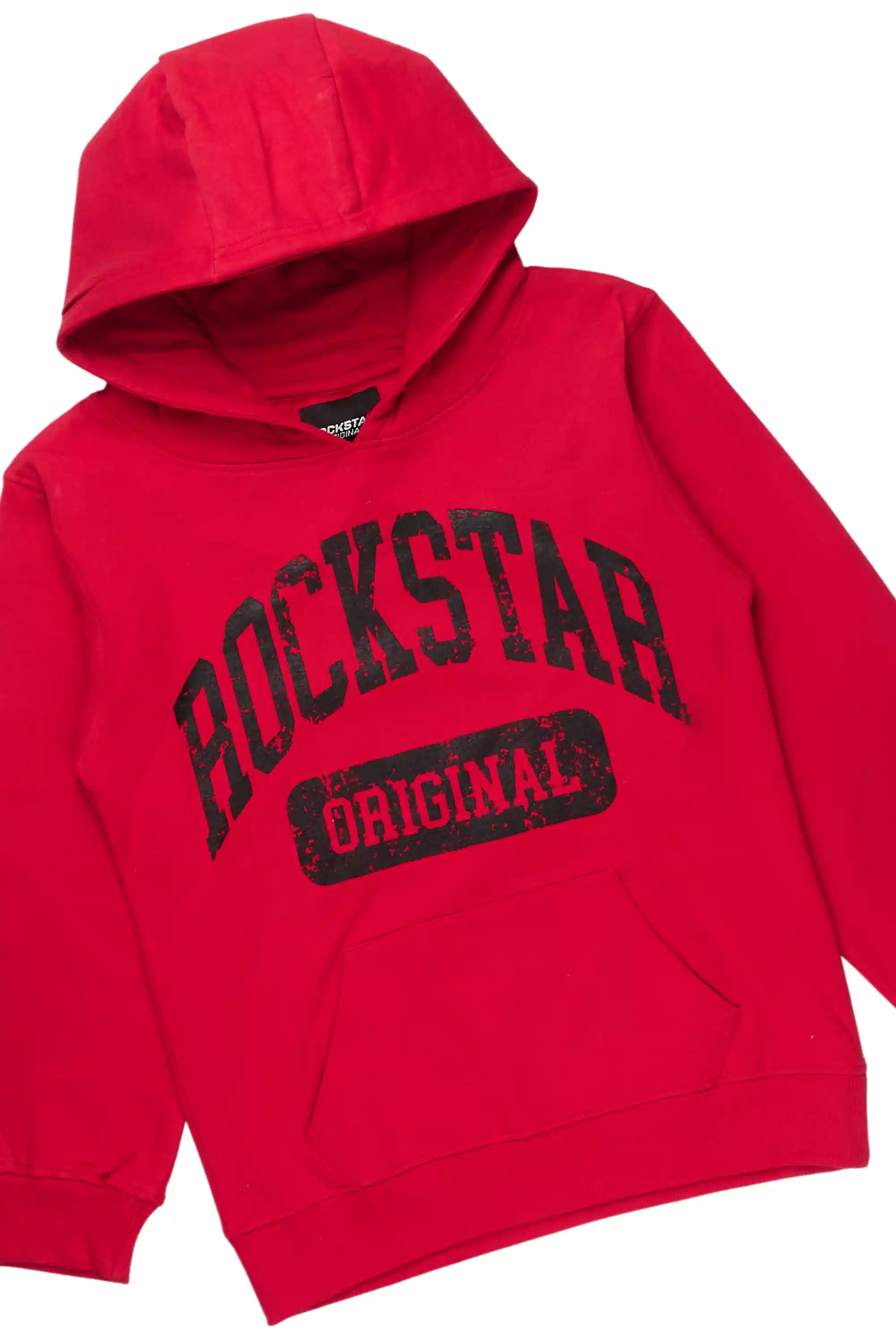 Boys Member Red/Black Hoodie Stacked Flare Track Set - Image 2