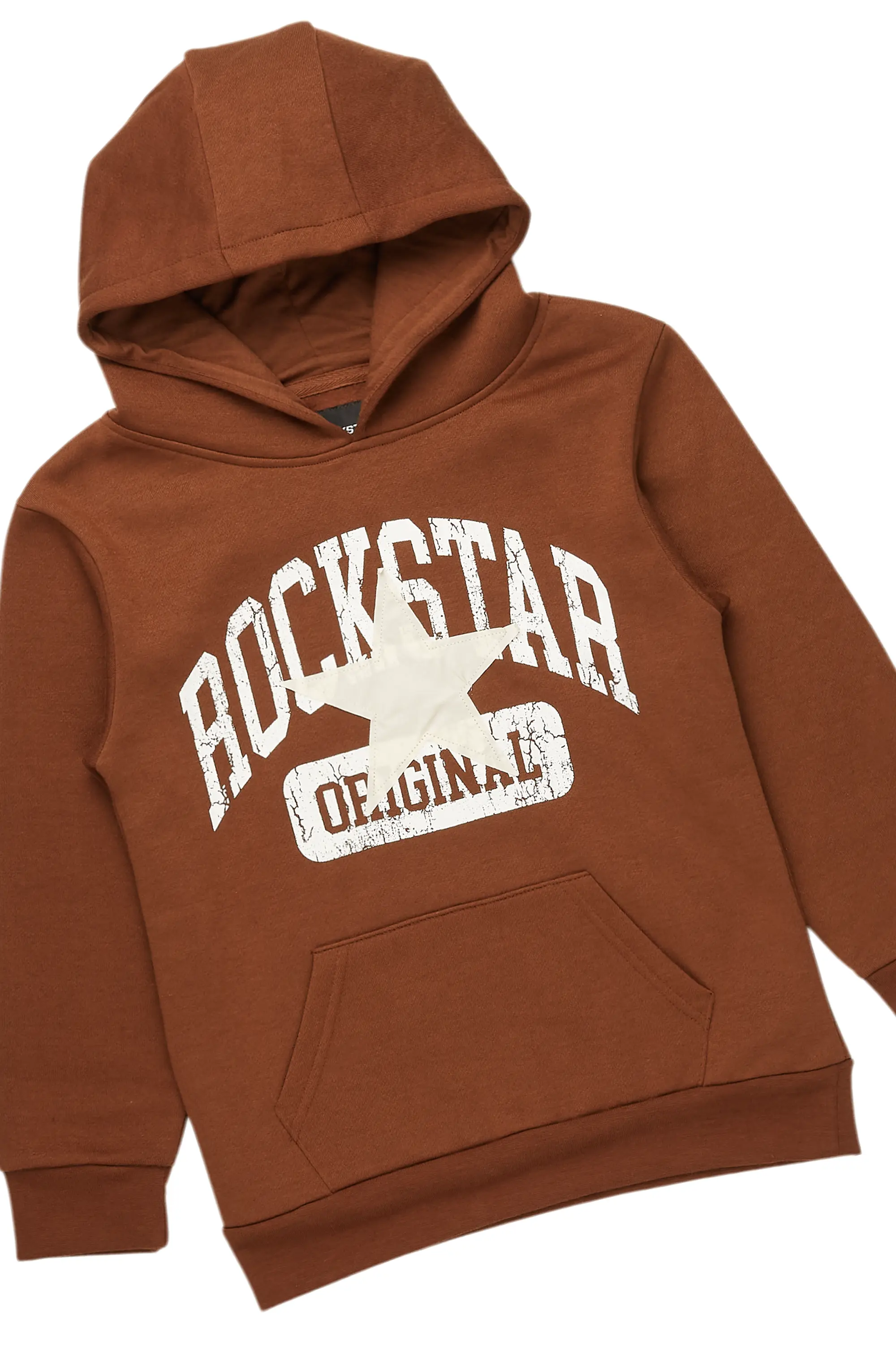 Boys Mallor Brown Baggy Stacked Hoodie Track Set - Image 7