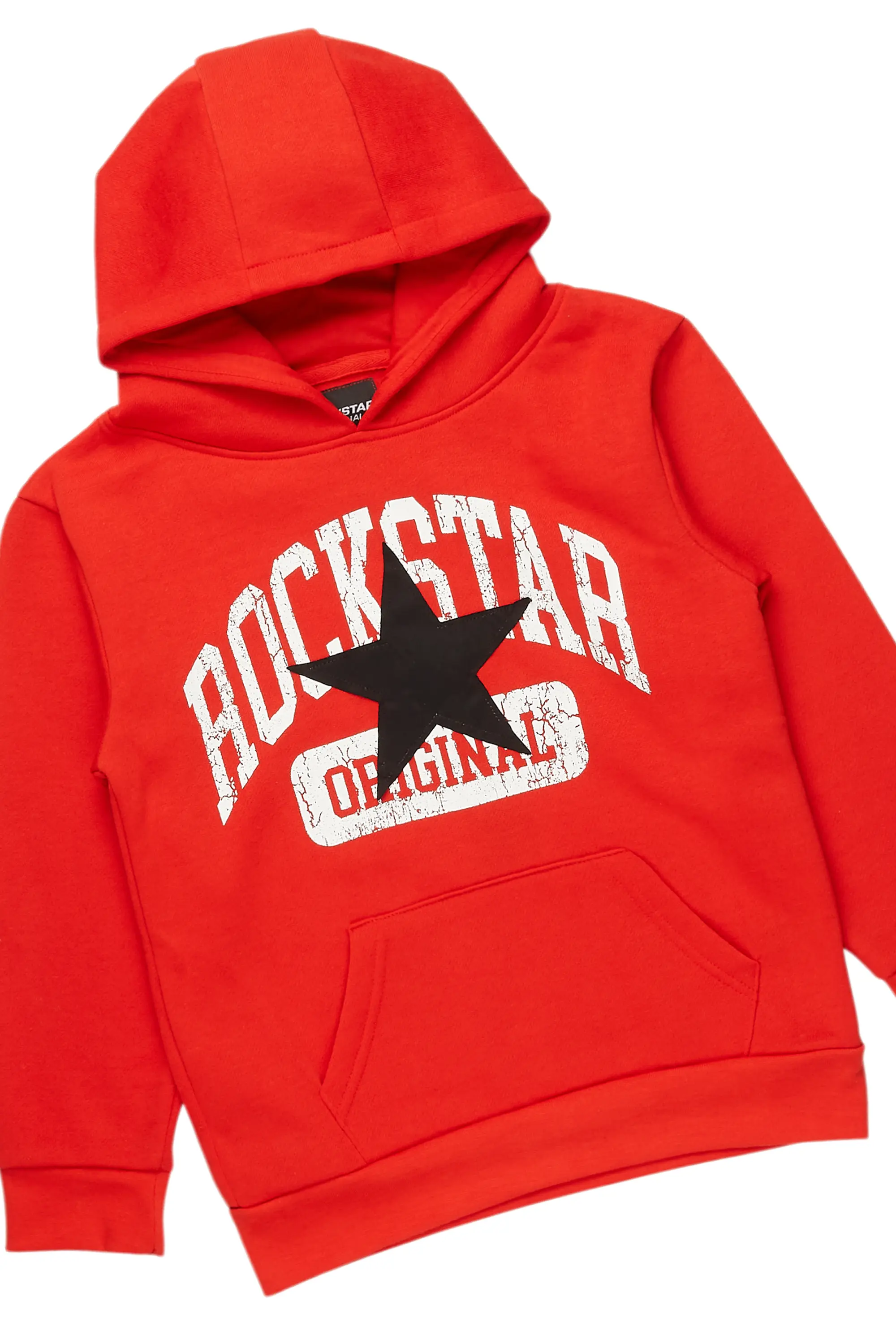 Boys Mallor Red/Black Baggy Stacked Hoodie Track Set - Image 7