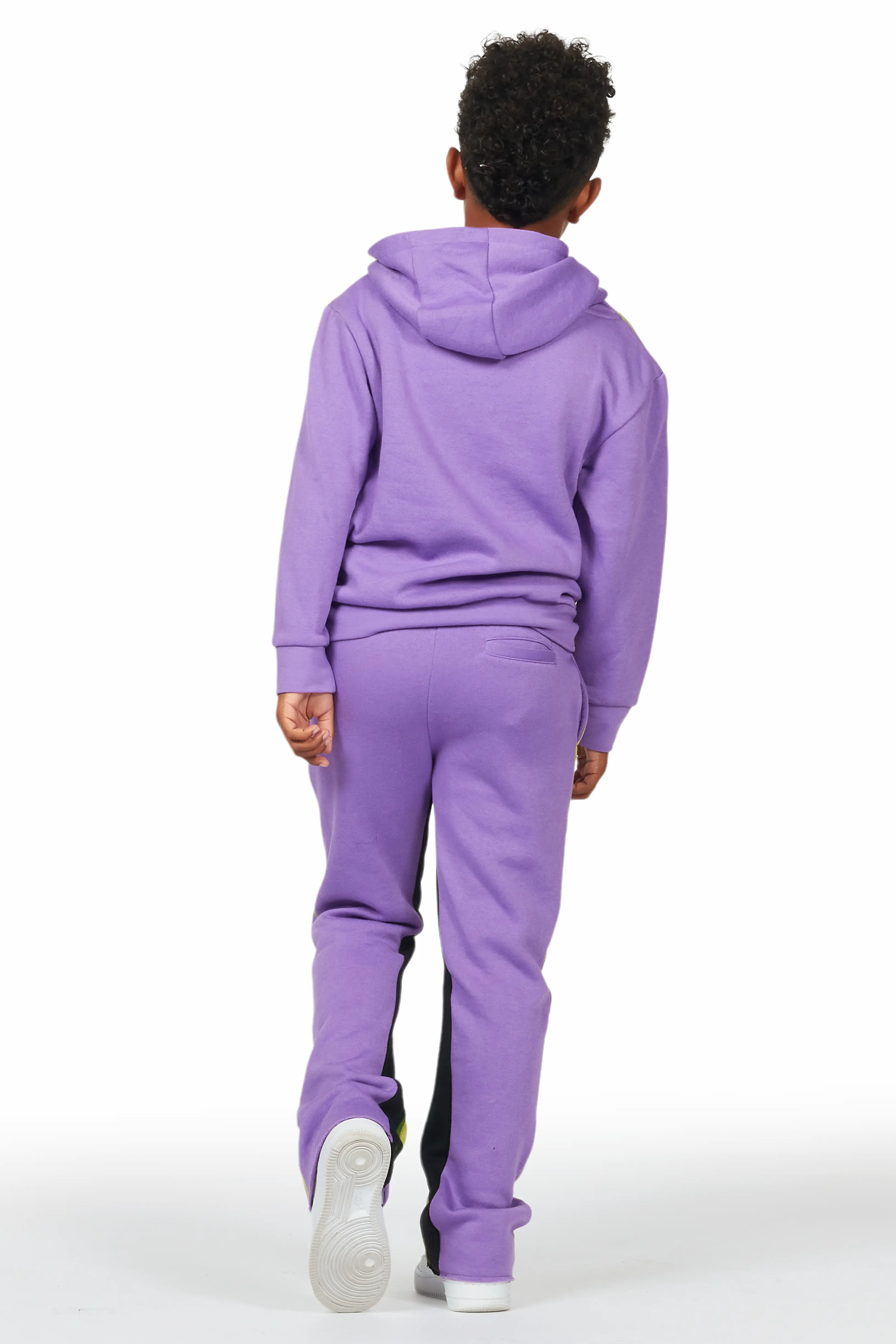 Boys Rue Purple Baggy Fit Pant Set - Image 4