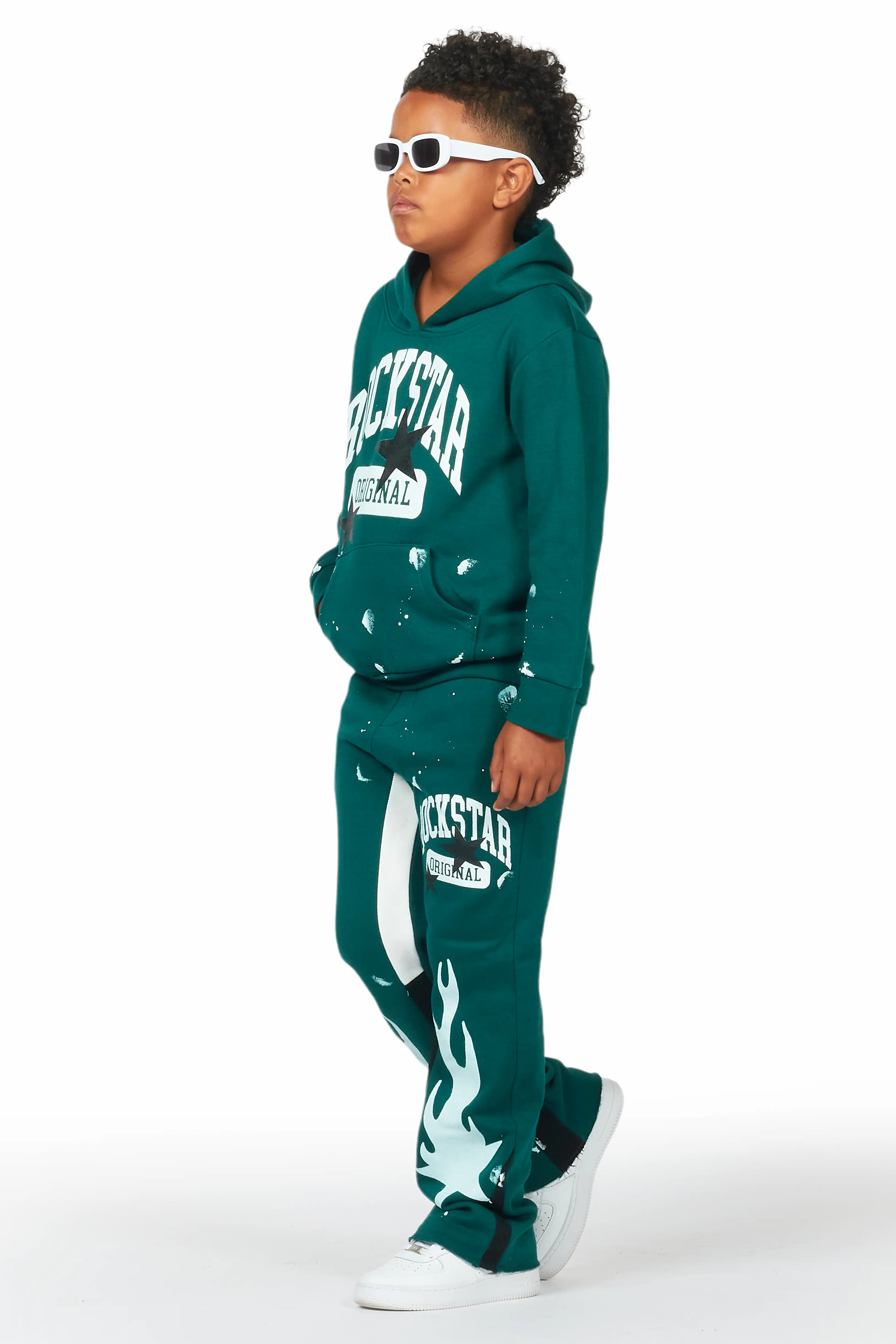 Boys Malie Dark Green Baggy Fit Pant Set - Image 5