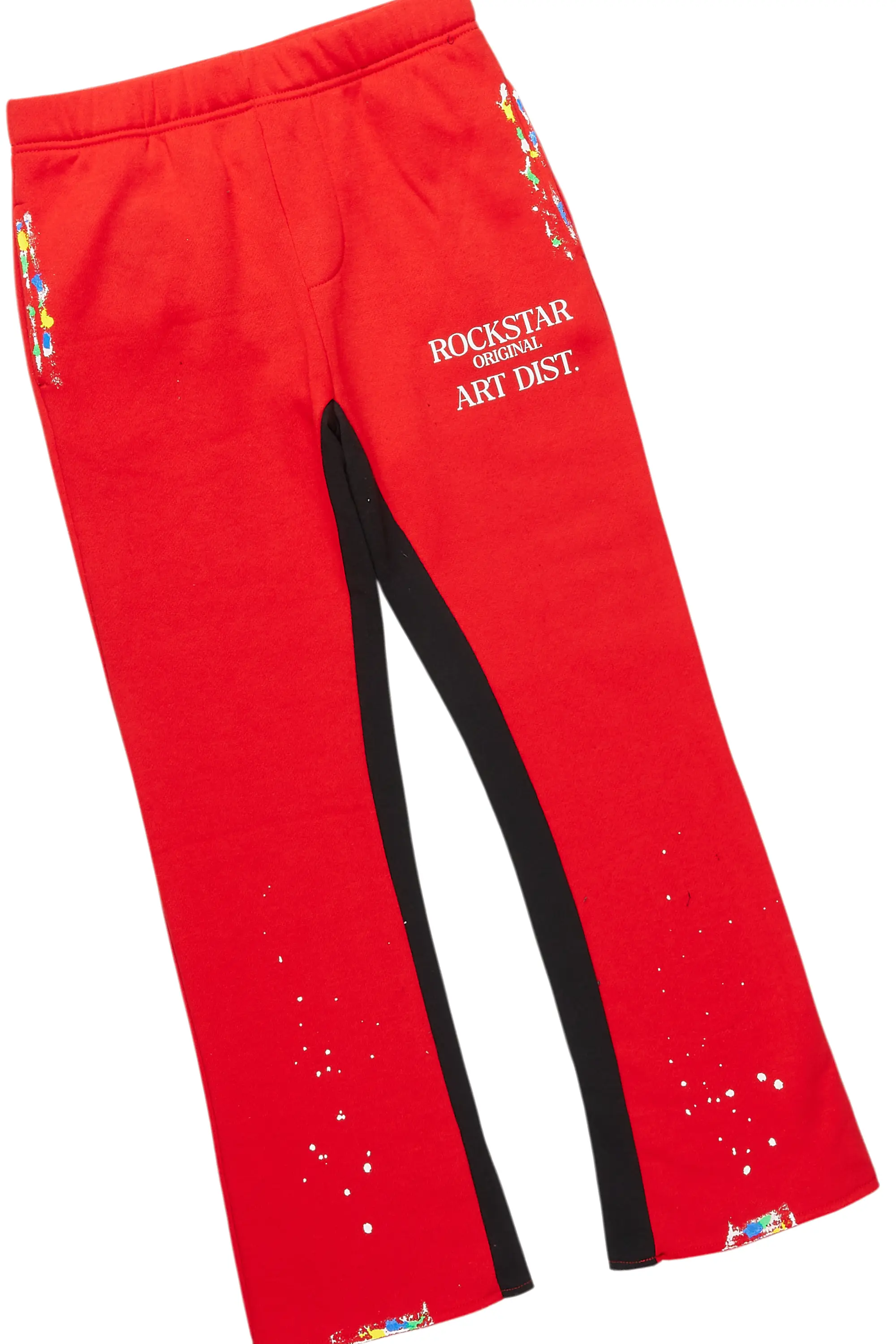 Boys Rockstar Art Dist Red/White Stacked Baggy Track Set - Image 3