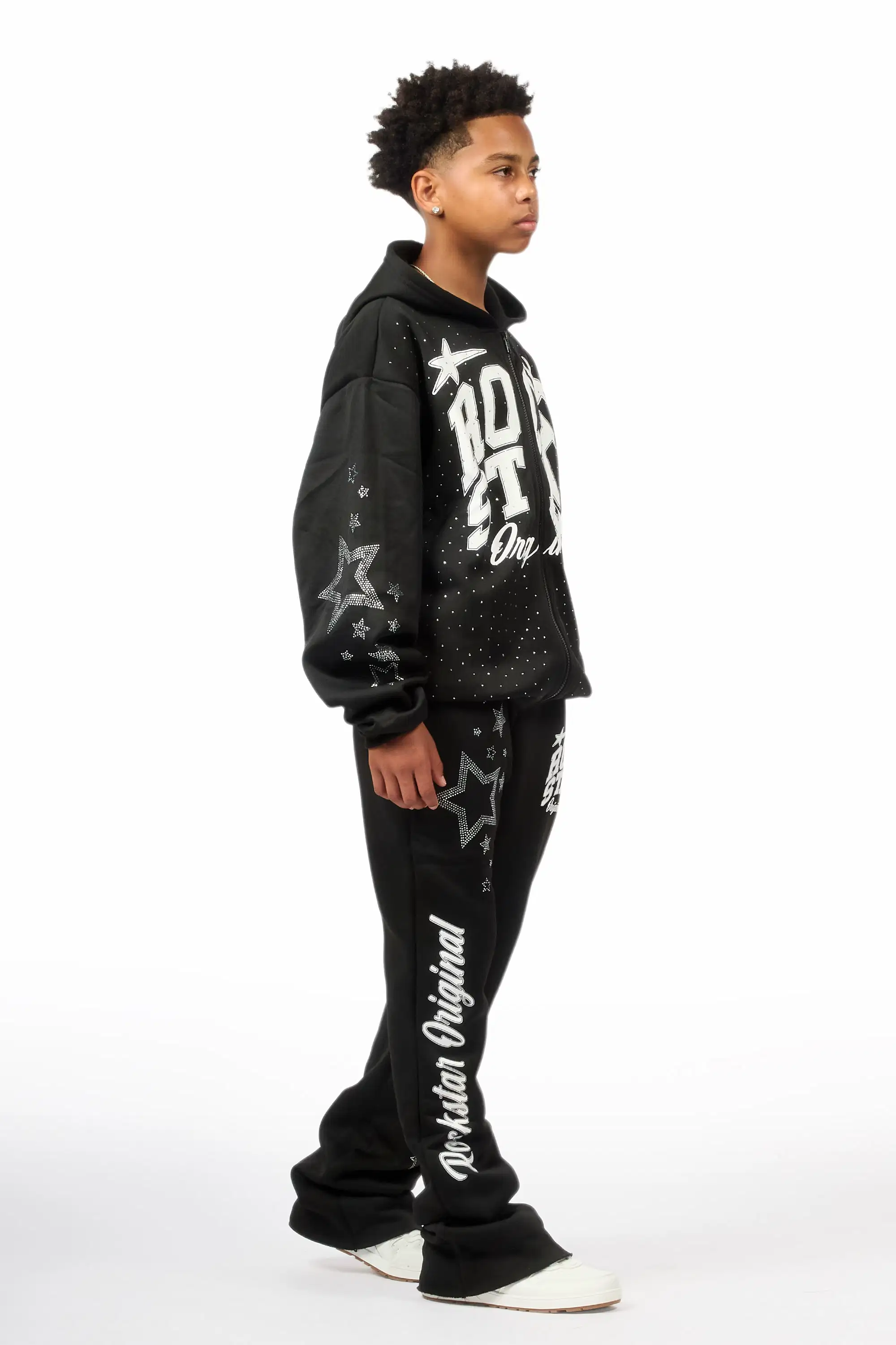 Boys Flaveyo Black/White Rhinestone Stacked Track Set - Image 3