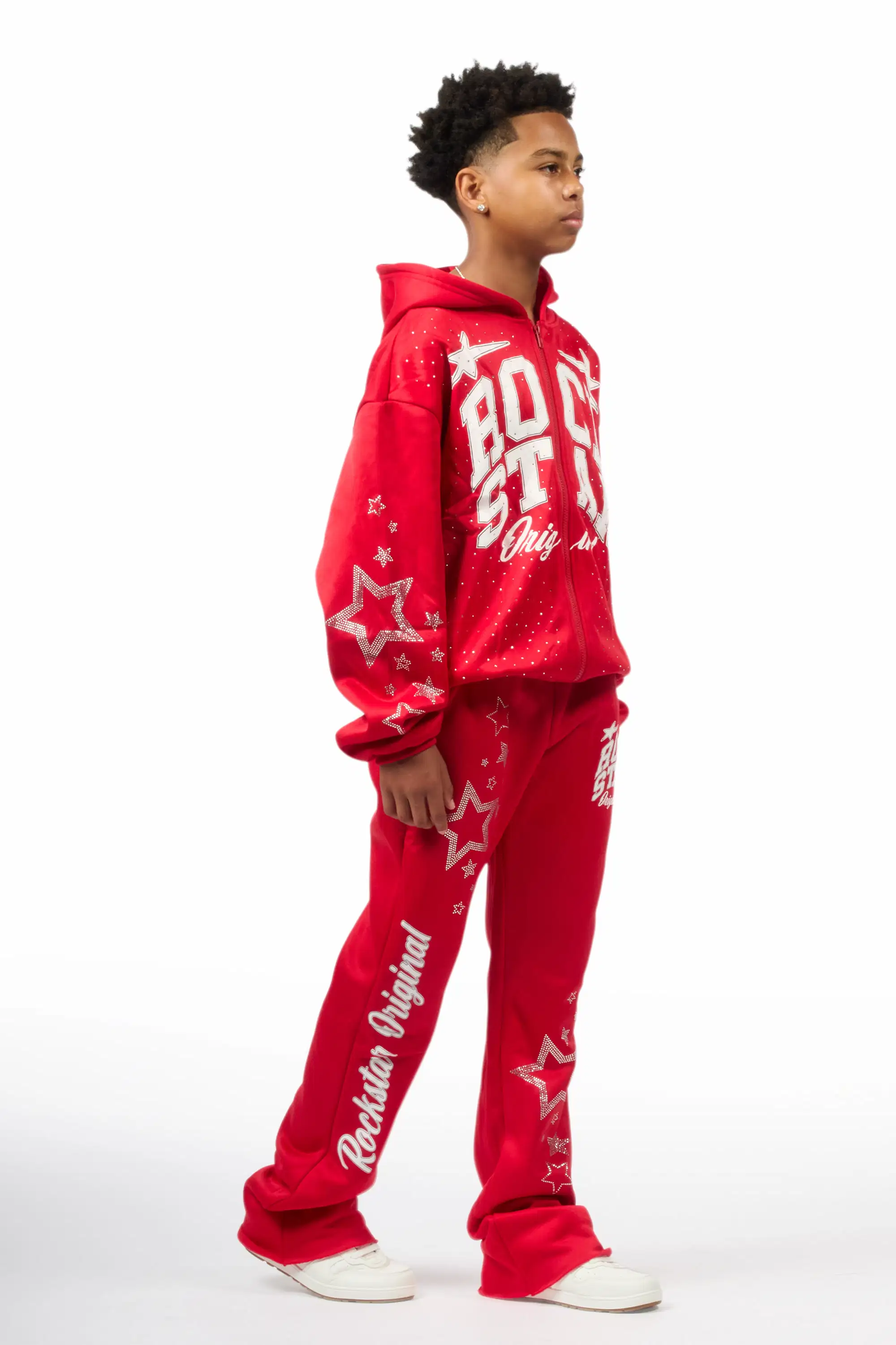 Boys Flaveyo Red/White Rhinestone Stacked Track Set - Image 3