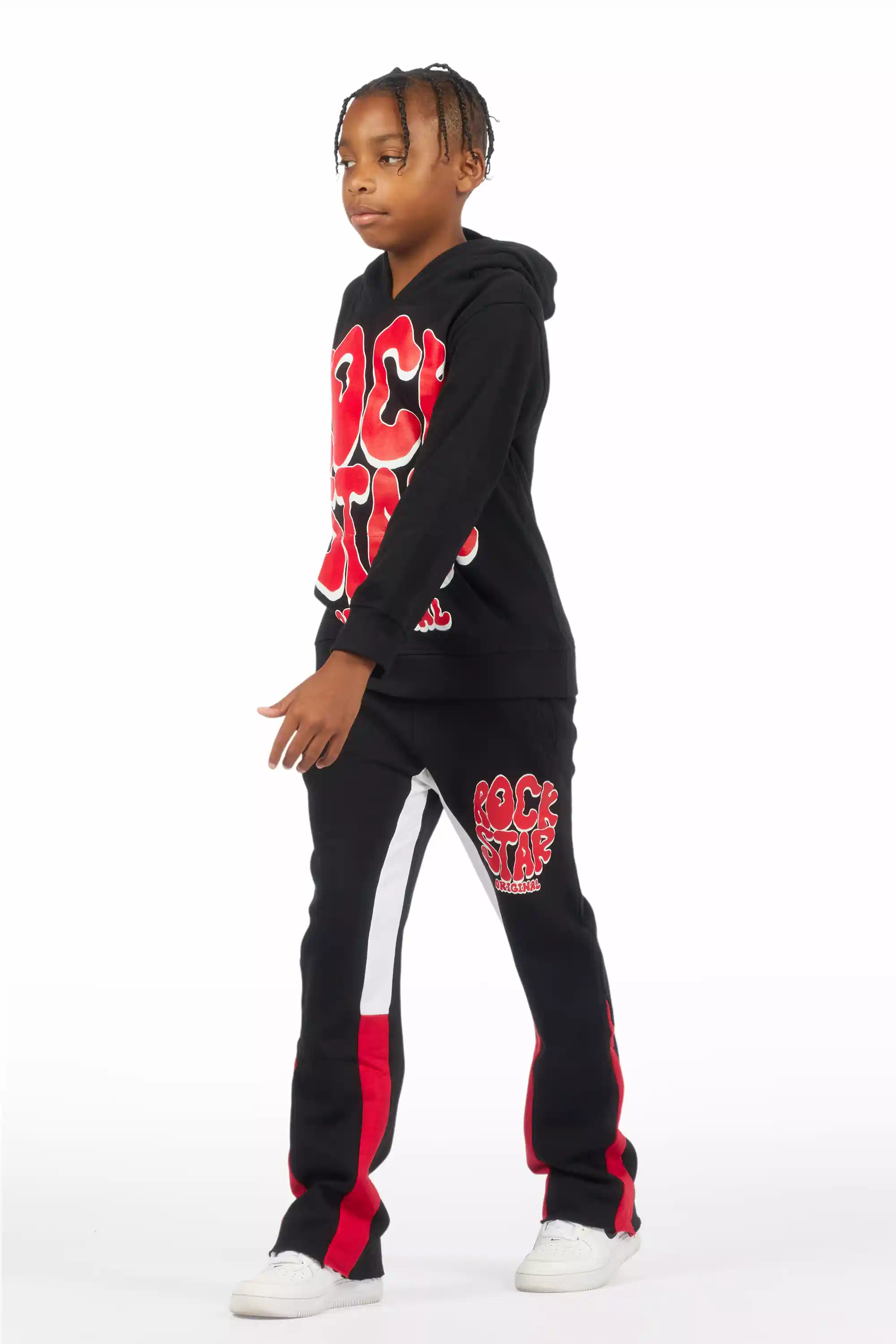Boys Warblen Black/Red Stacked Flare Track Set - Image 7
